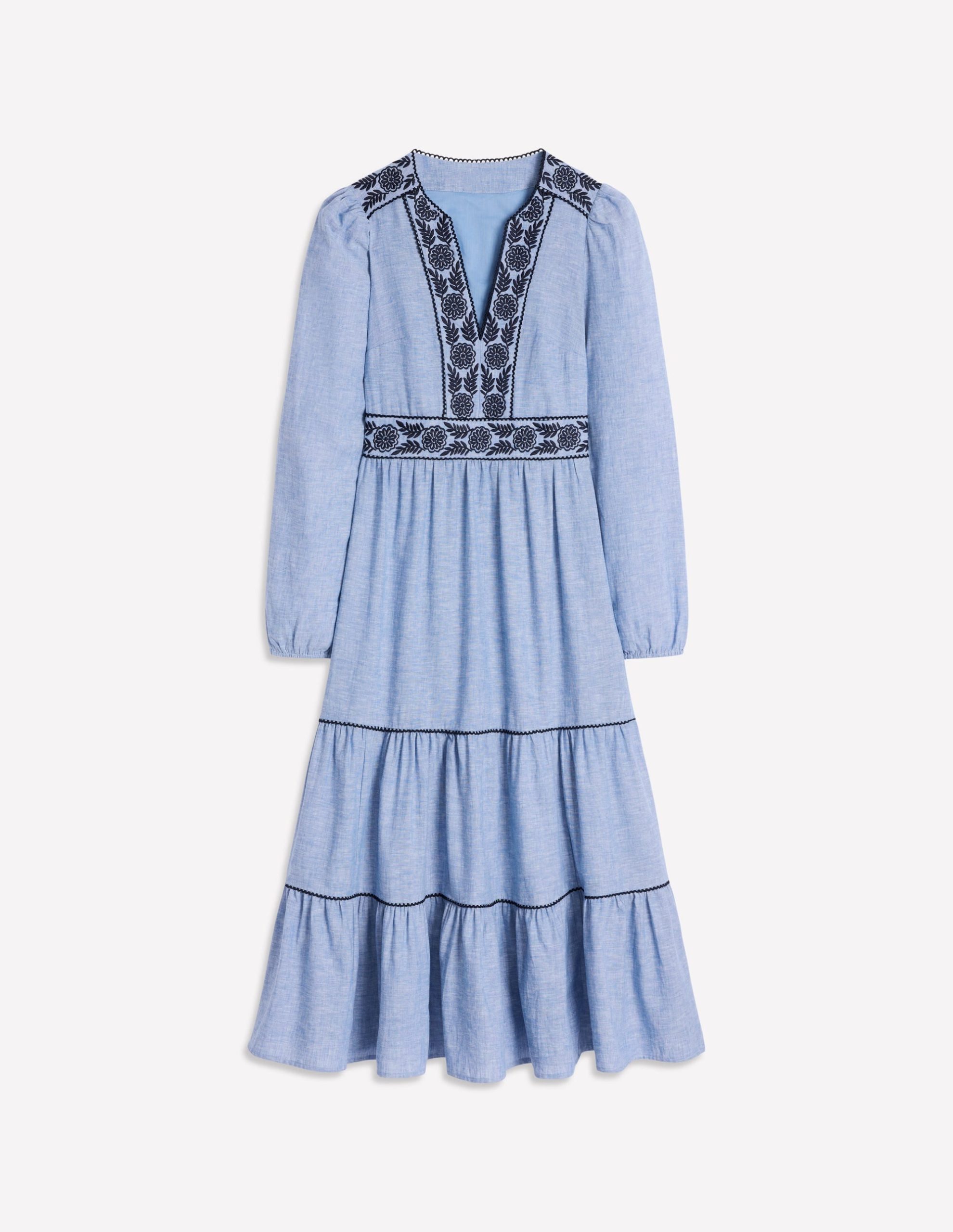 Violet Linen Blend Midi Dress-Chambray - Image 6