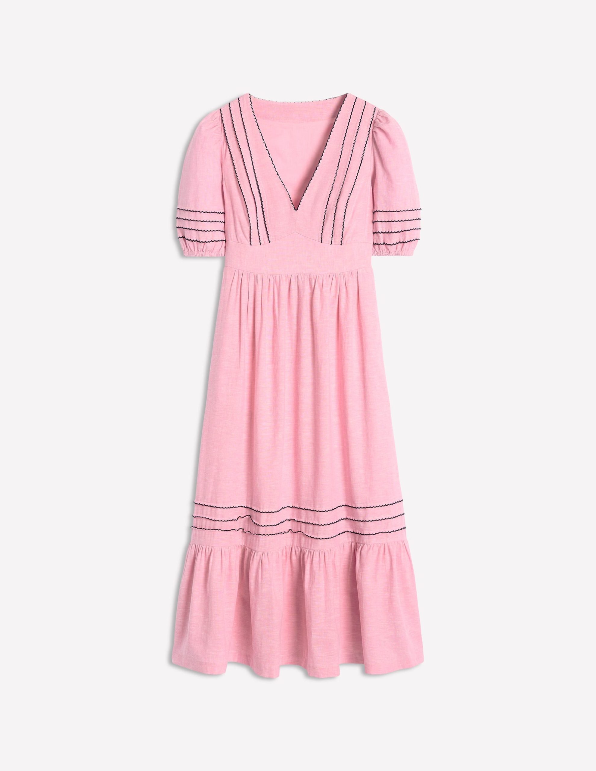 Smocked Waist Linen Dress-Meadowsweet Pink - Image 5