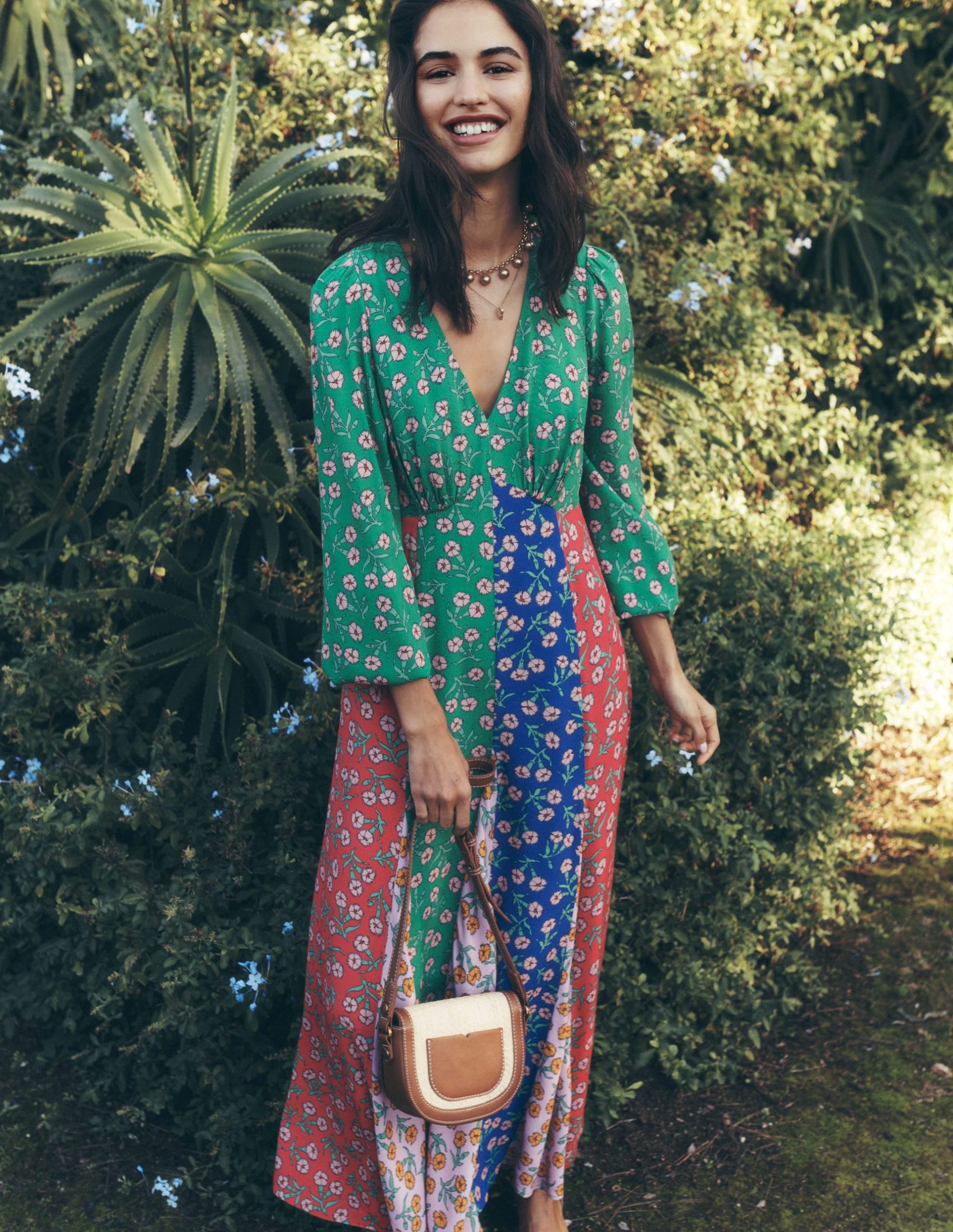 Lisa Long Sleeve Tea Dress-Hotched. Carnation Sprig - Image 2