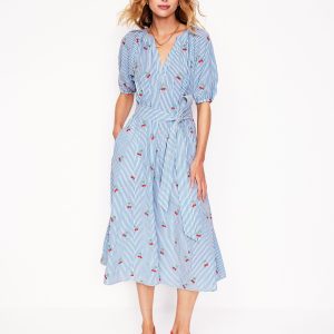 Bria Embroidered Midi Dress-Cherries Embroidery