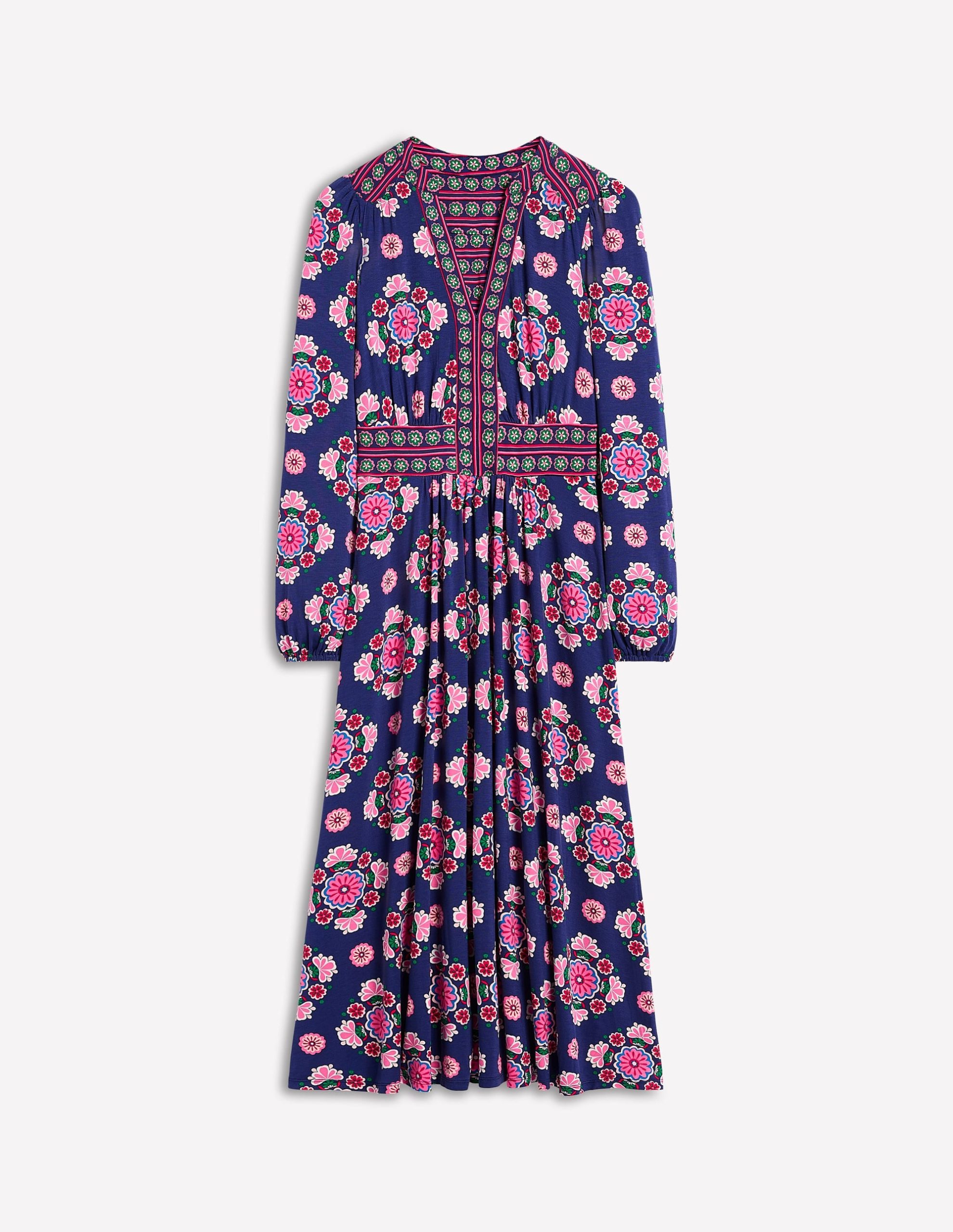Lily Long Sleeve Midi Dress-Starboard Blue. Meadow Posy - Image 5