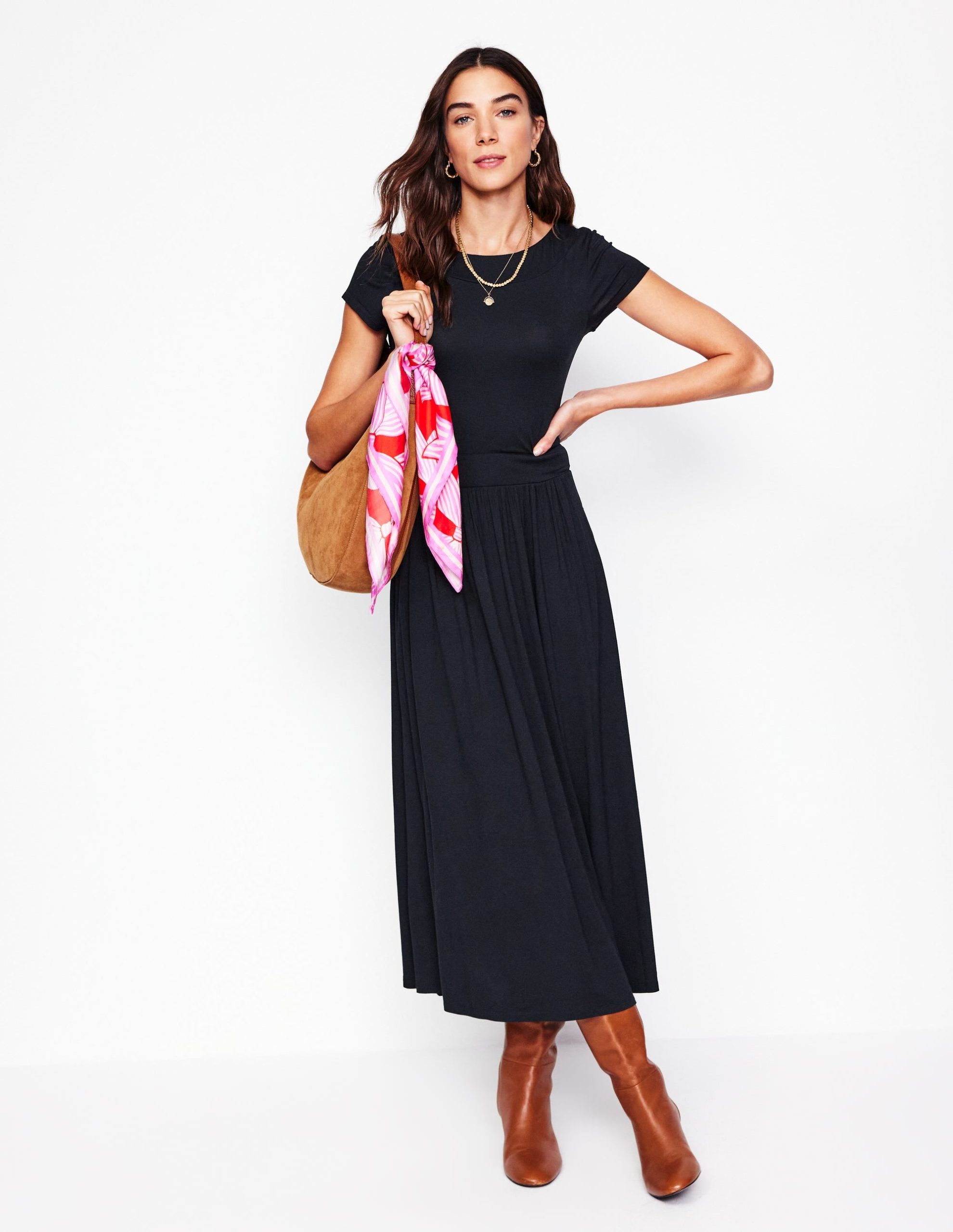 Melanie Jersey Midi Dress-Black - Image 4
