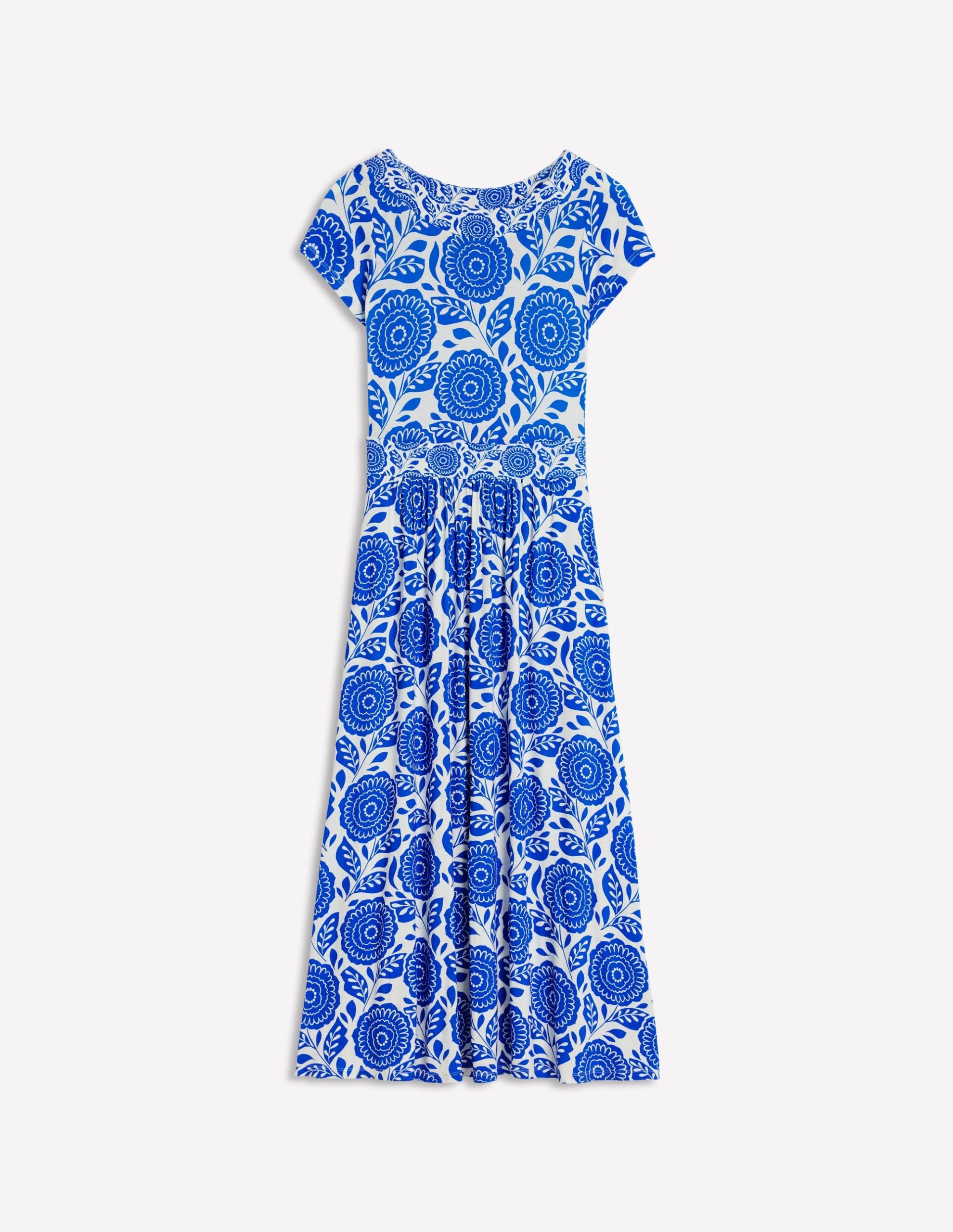 Melanie Jersey Midi Dress-Gallery Blue. Dahlia Stamp - Image 6