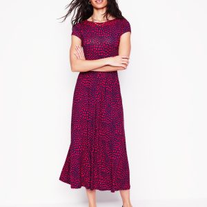 Melanie Jersey Midi Dress-French Navy. Heart Cluster
