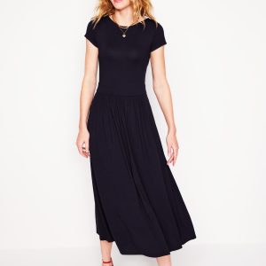 Melanie Jersey Midi Dress-Navy