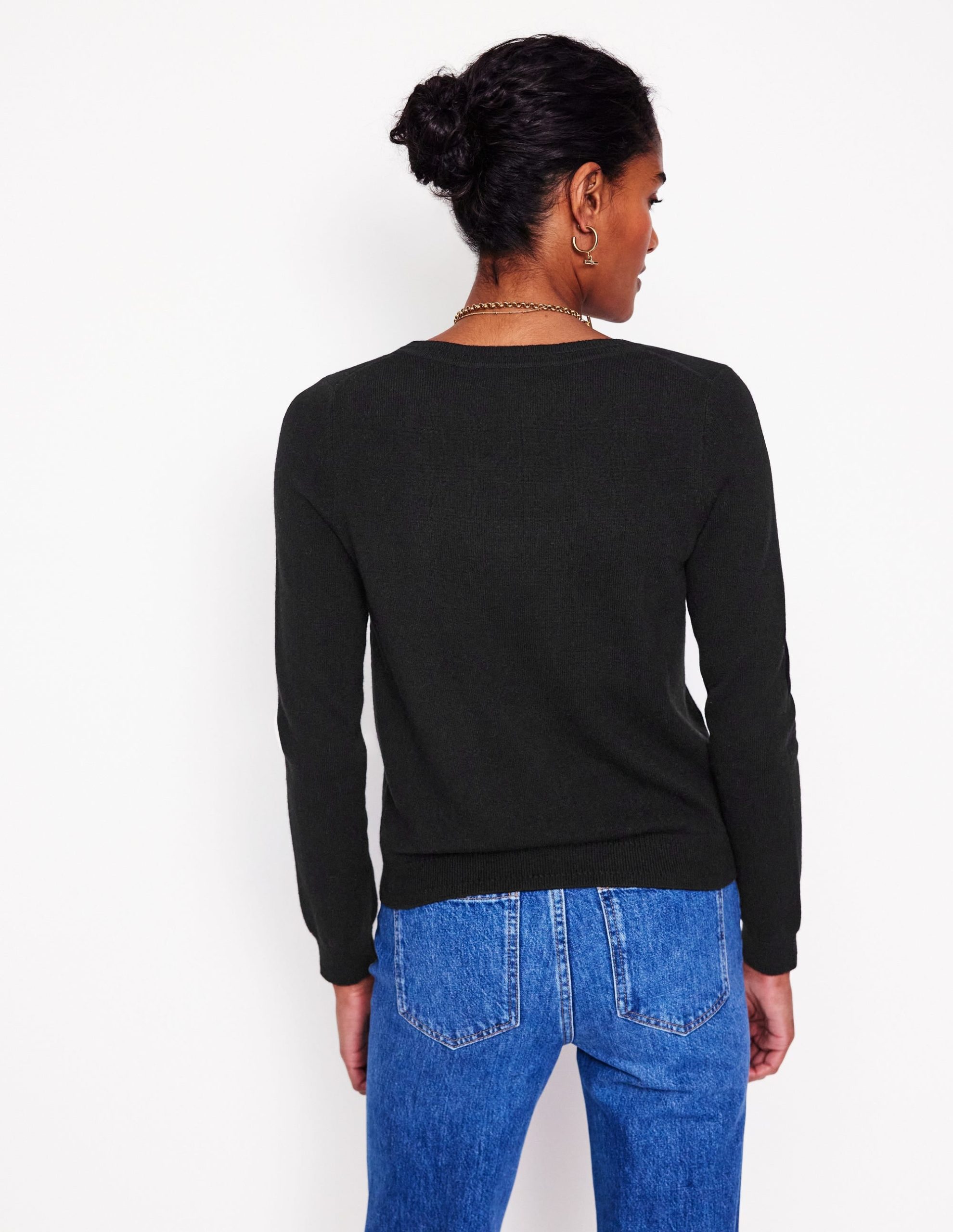 Eva Cashmere V-Neck Sweater-Black - Image 3