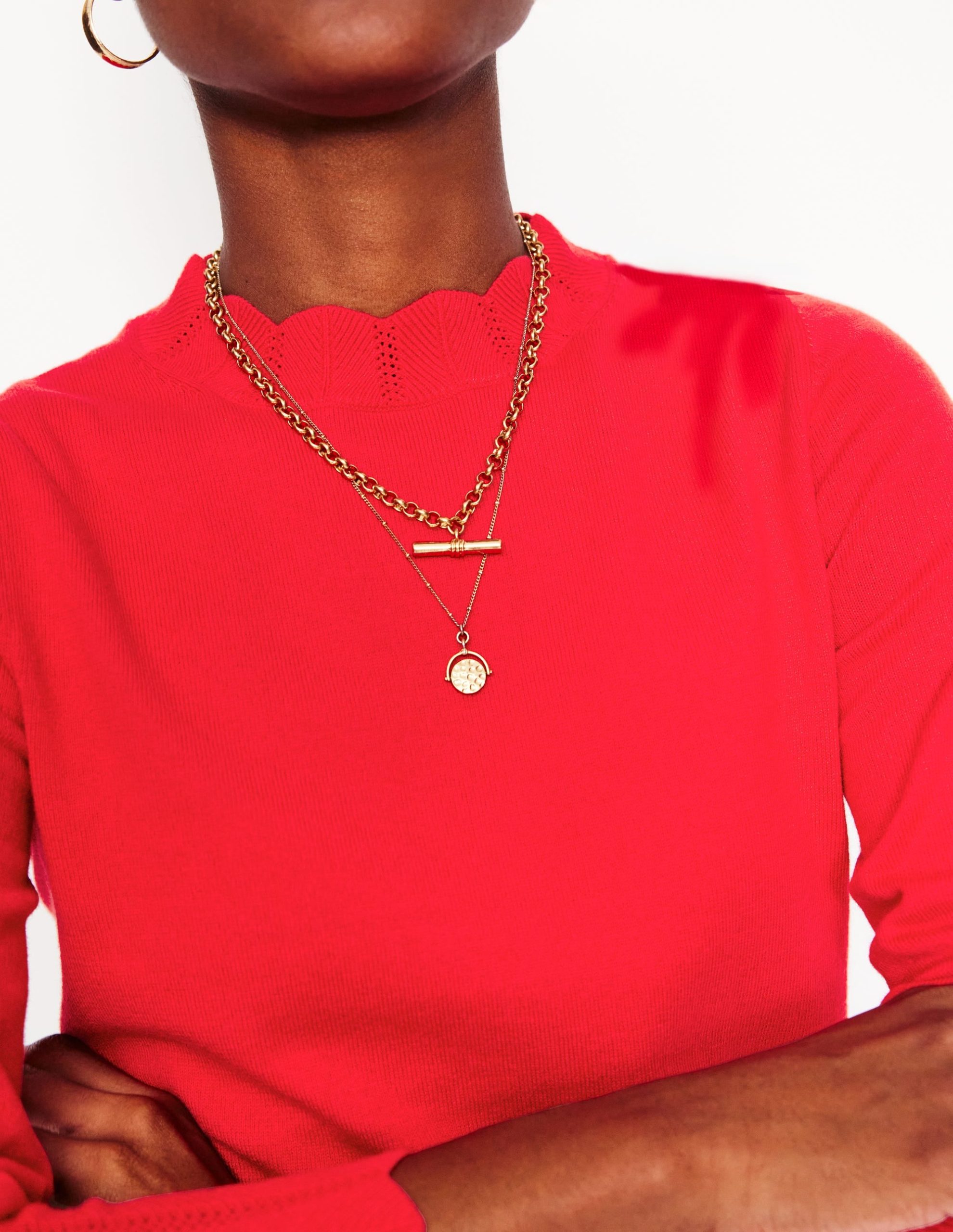 Imi Scalloped Sweater-Strawberry Tart Red - Image 2