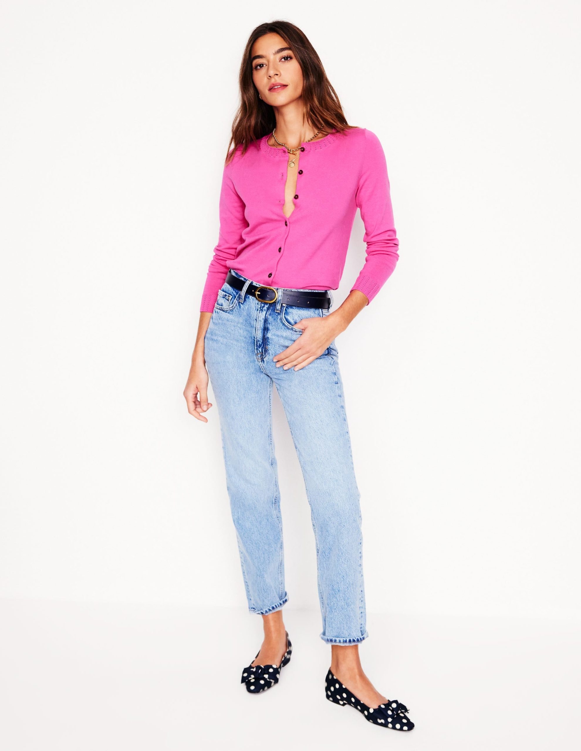 Emilia Cotton Crew Cardigan-Tickled Pink - Image 4