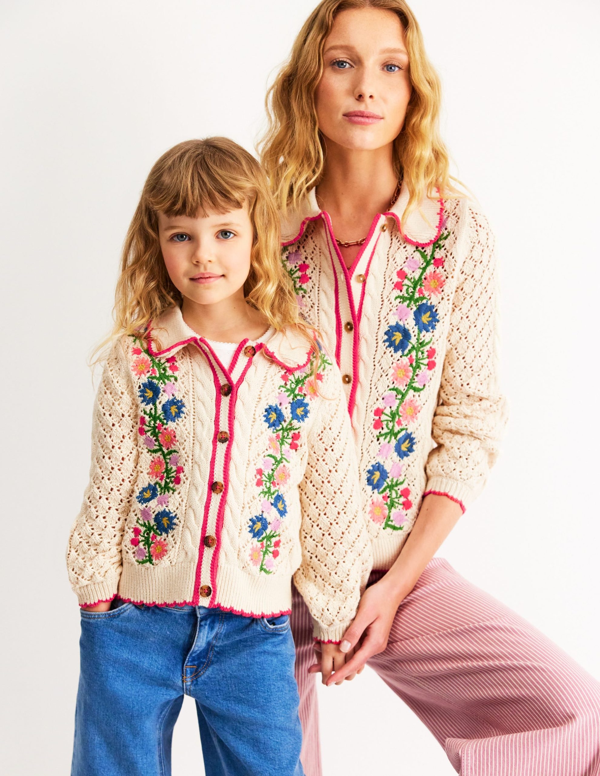 Embroidered Cotton Cardigan-Warm Ivory - Image 6