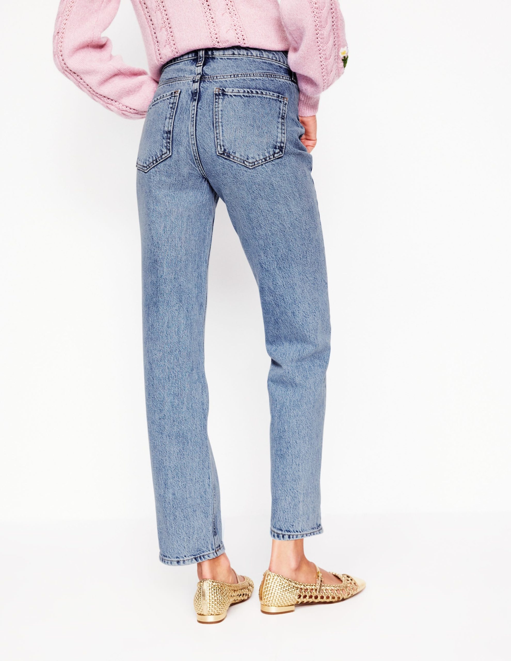 High Rise Straight Leg Jeans-Light Wash - Image 5