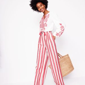 Dulwich Linen Pants-Strawberry Tart Red  Stripe