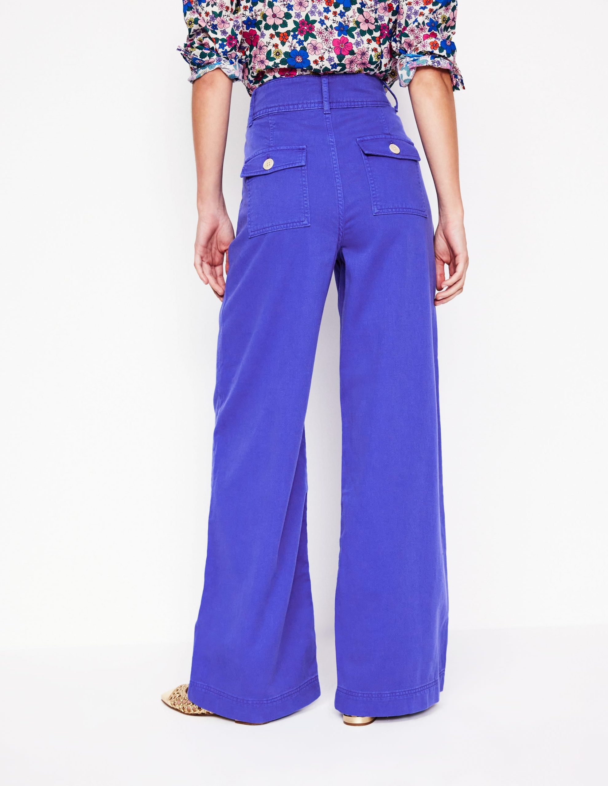 Brompton Wide Leg Trousers-Bright Blue - Image 3