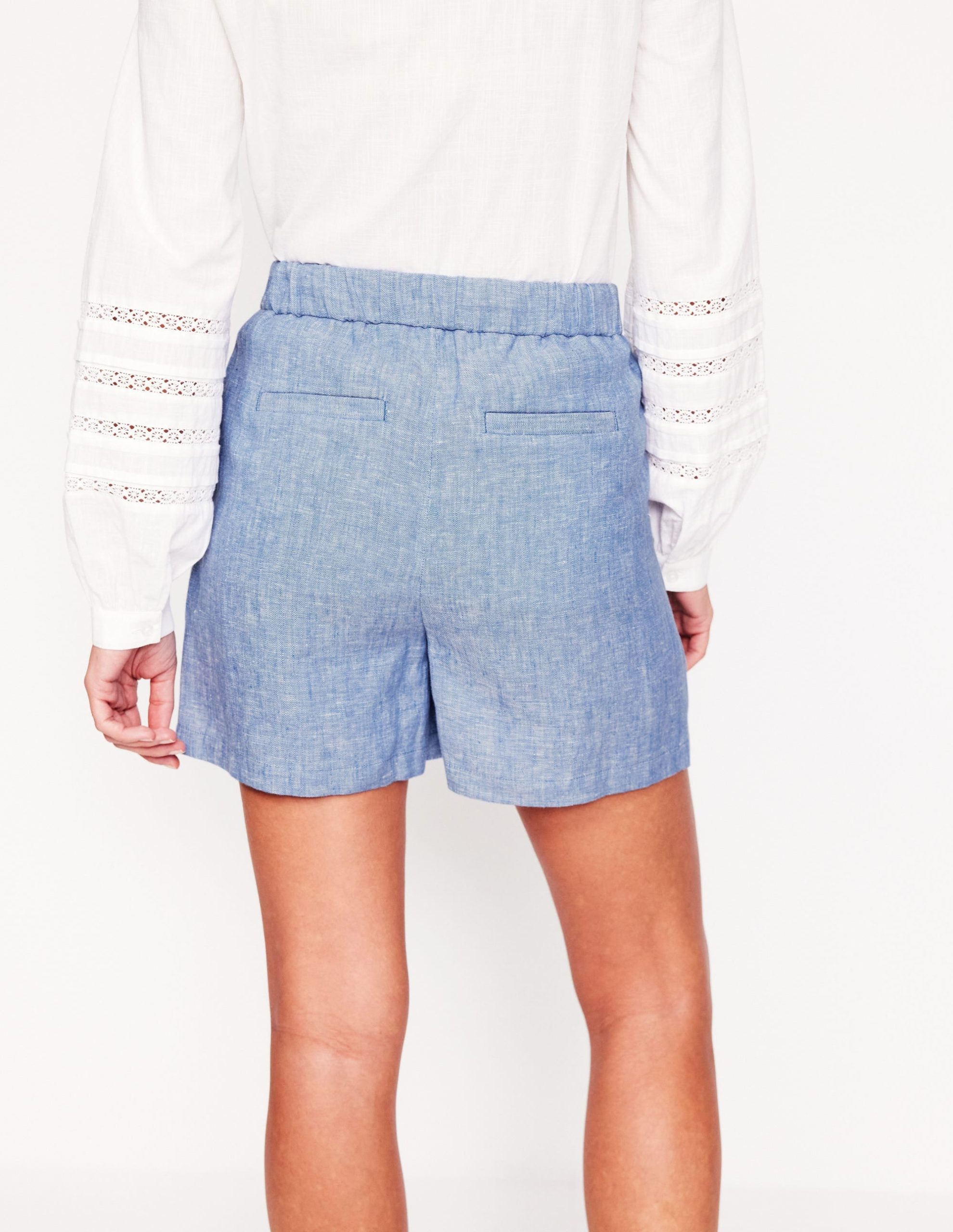 Dulwich Linen Shorts-Grey Blue Chambray - Image 3