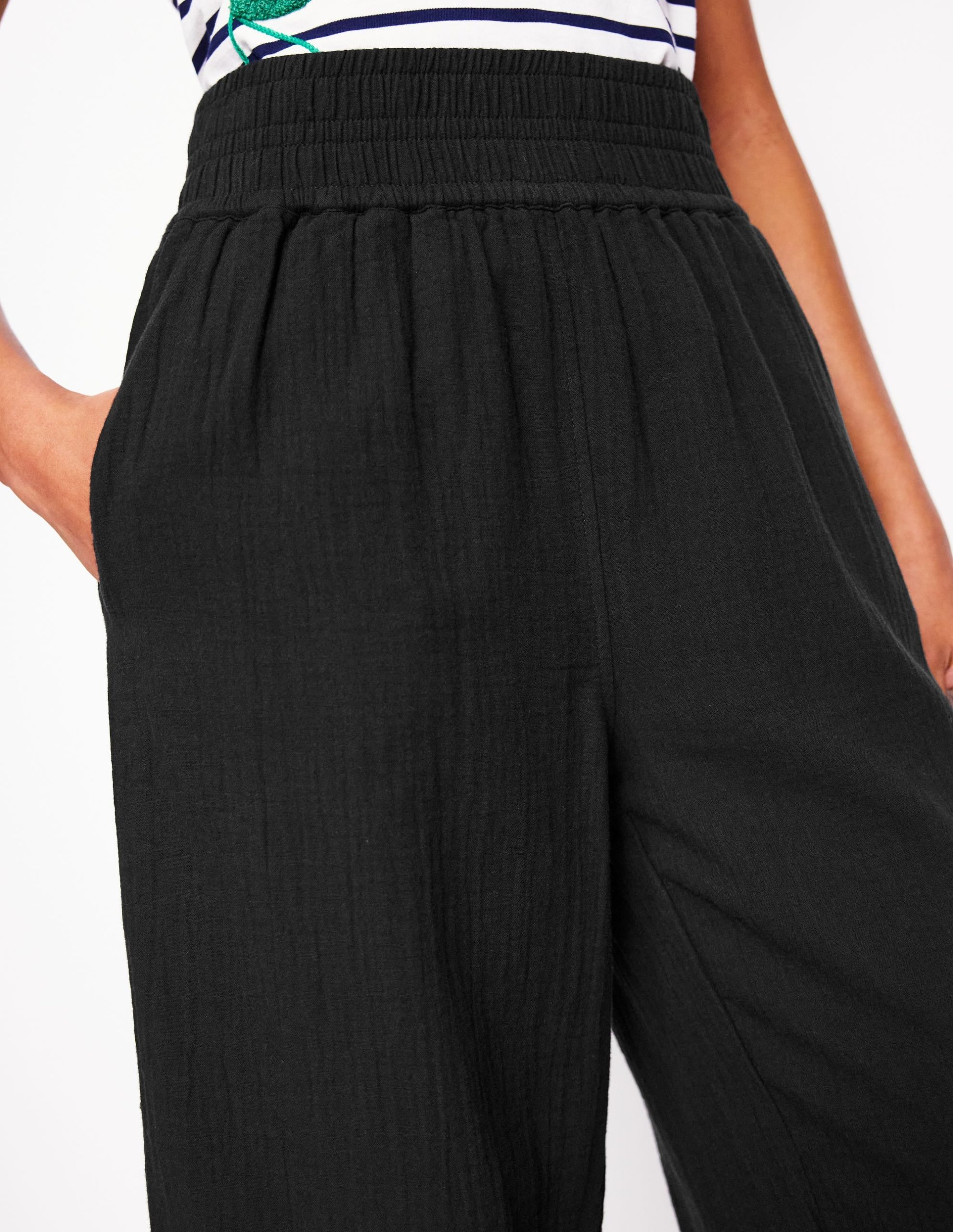 Cropped Double Cloth Pants-Black - Image 2