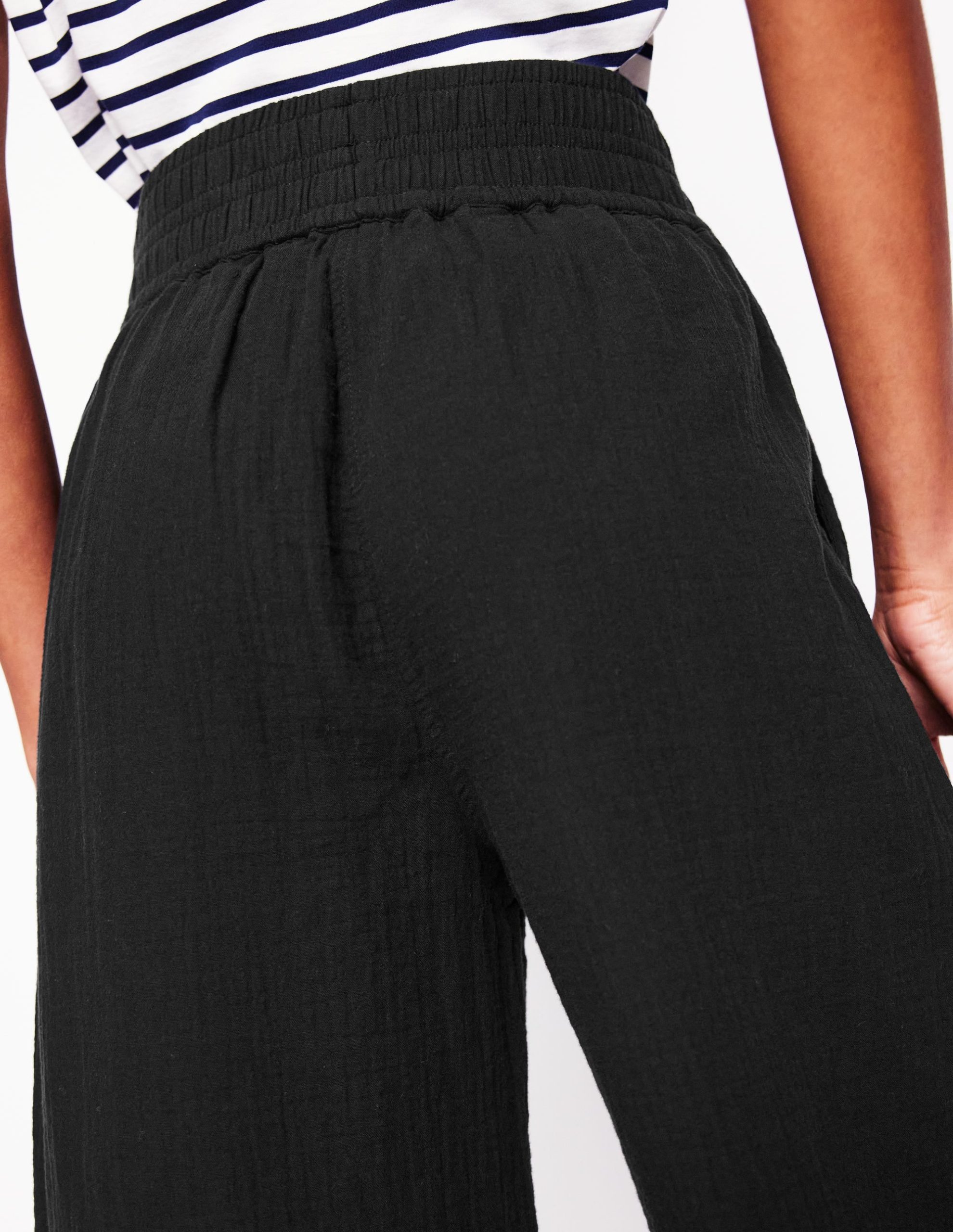 Cropped Double Cloth Pants-Black - Image 3