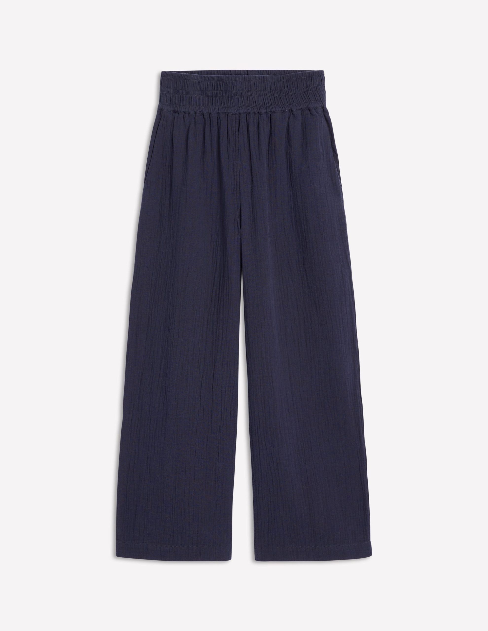 Cropped Double Cloth Pants-Navy - Image 6