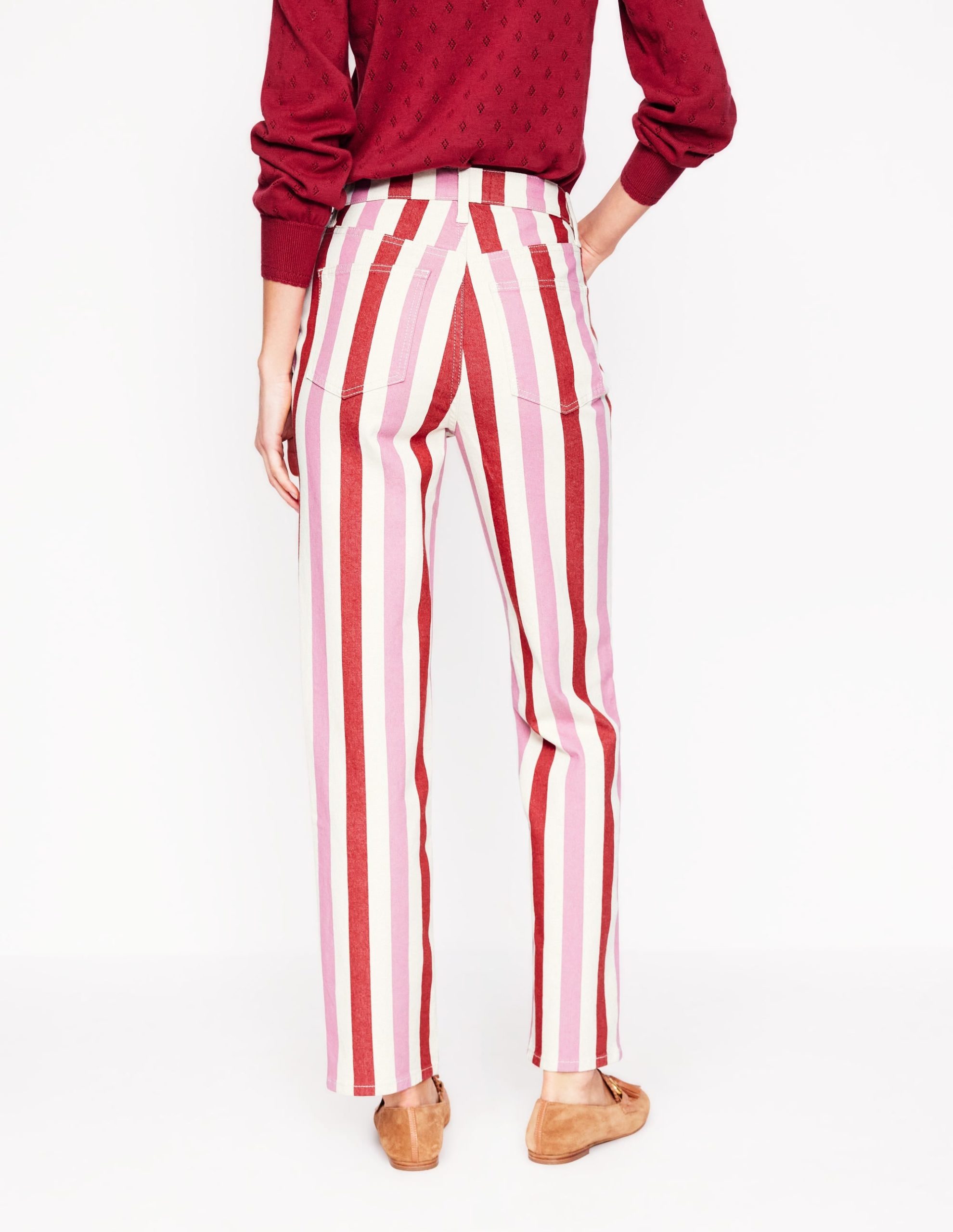 High Rise Stripe Jeans-Red and Pink Wide Stripe - Image 4