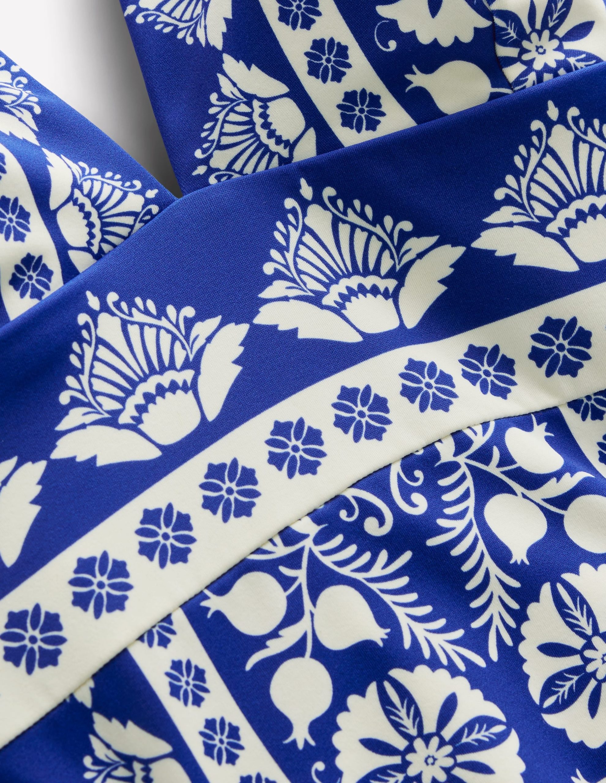 Porto V-Neck Swimsuit-Bright Blue. Ornate Stripe - Image 7