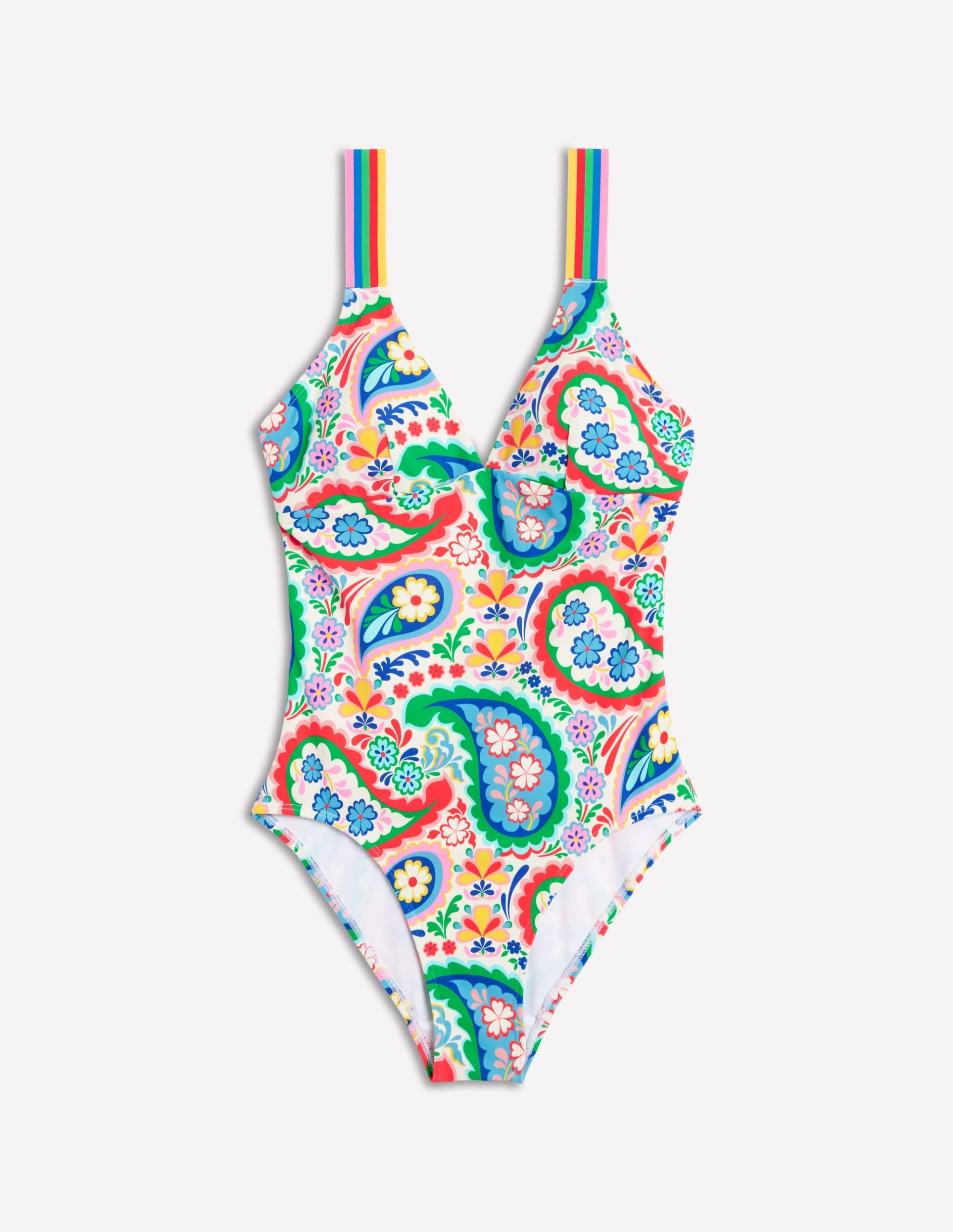 Stripe Trim Swimsuit-Multi. Meadow Paisley - Image 7