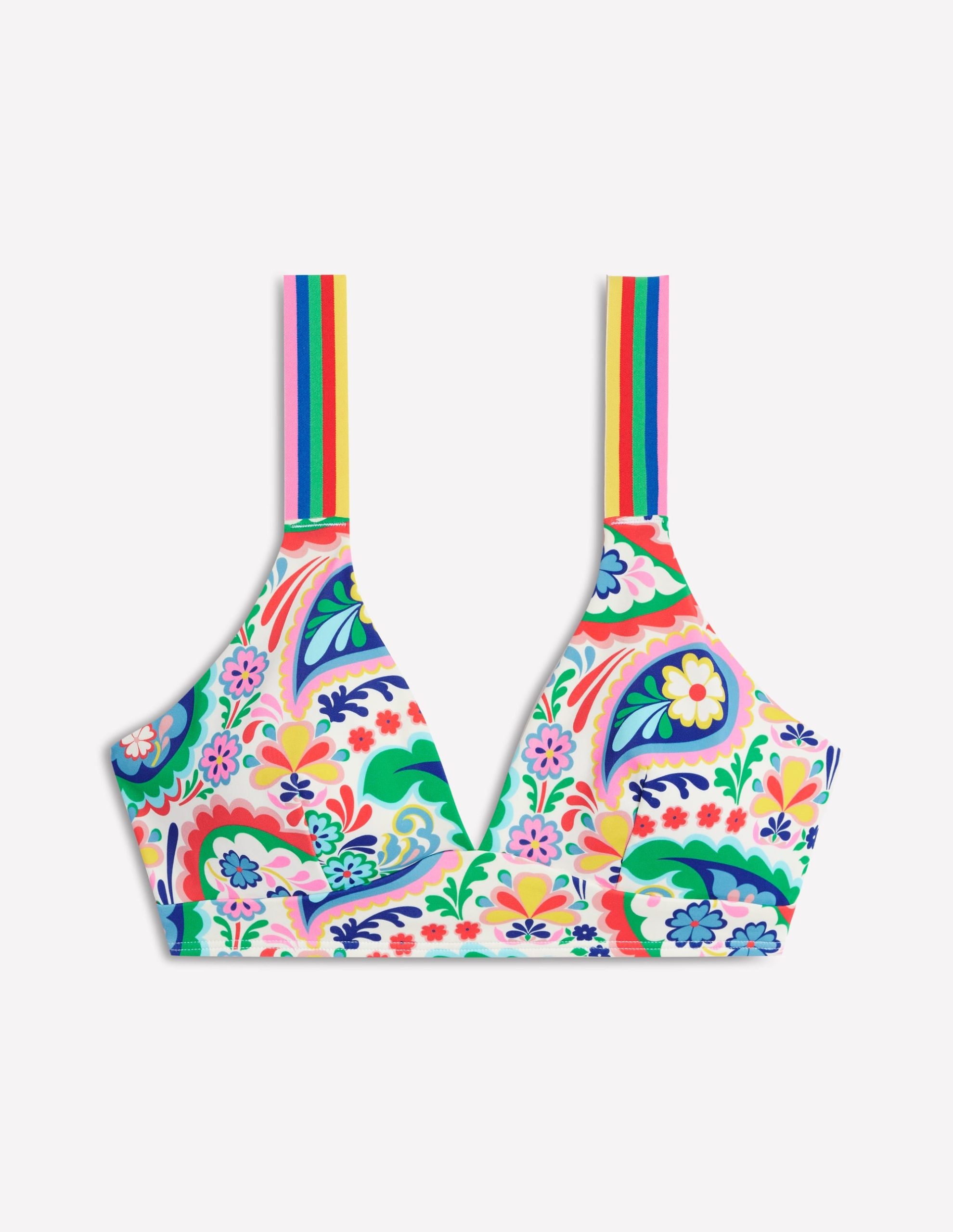 Stripe Trim Bikini Top-Multi. Meadow Paisley - Image 5
