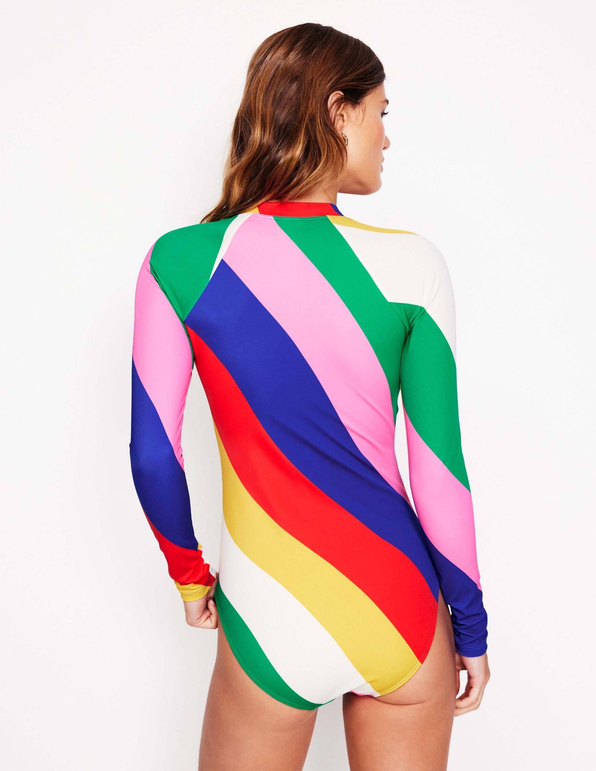 Sporty Raglan Sleeve Swimsuit-Multi. Rainbow Cascade - Image 3