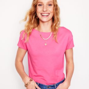Supersoft Boat Neck T-Shirt-Tickled Pink