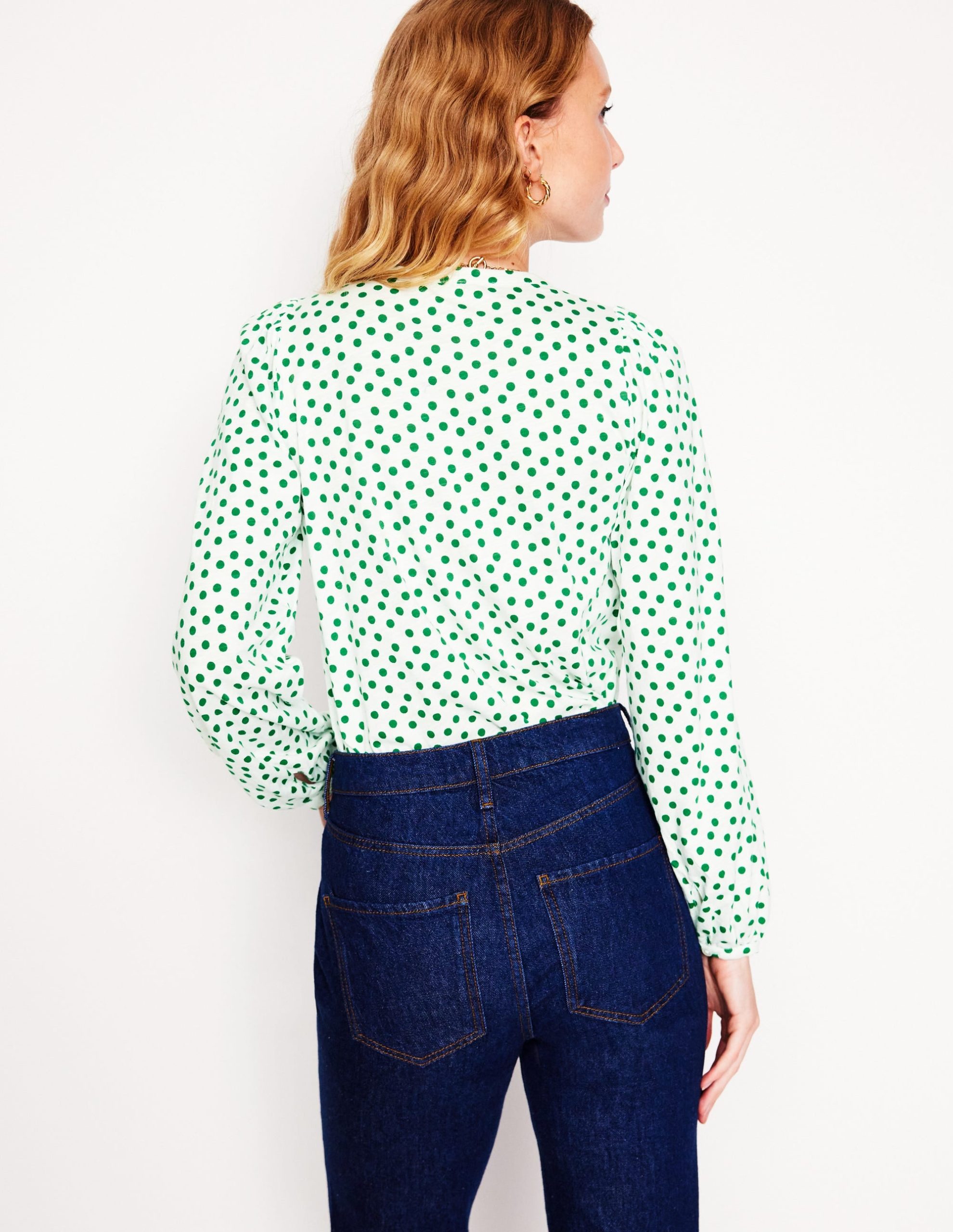 Marina Jersey Shirt-Ivory. Abstract Dot - Image 2