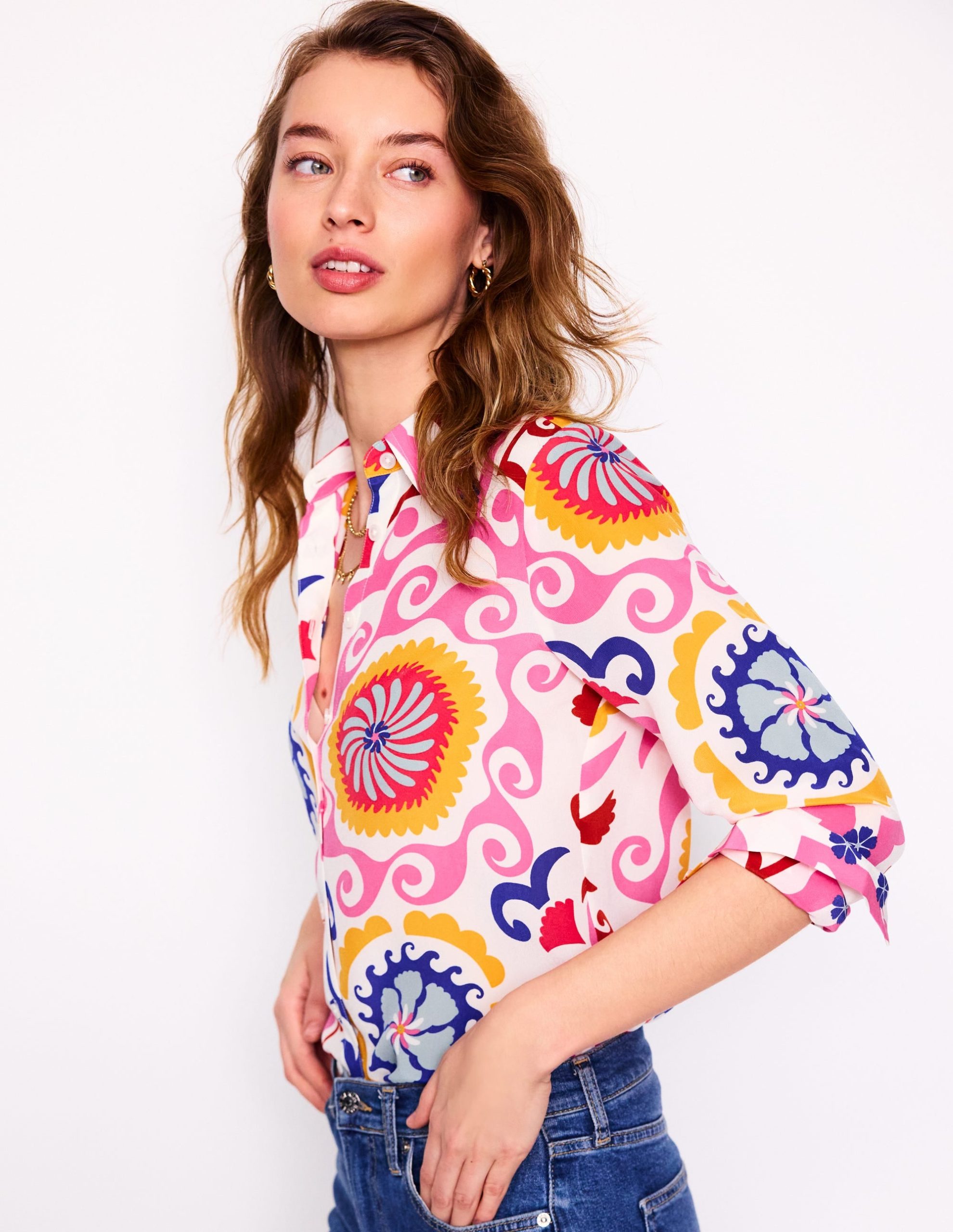 Sienna Silk Shirt-Multi. Ornamental Wave - Image 5