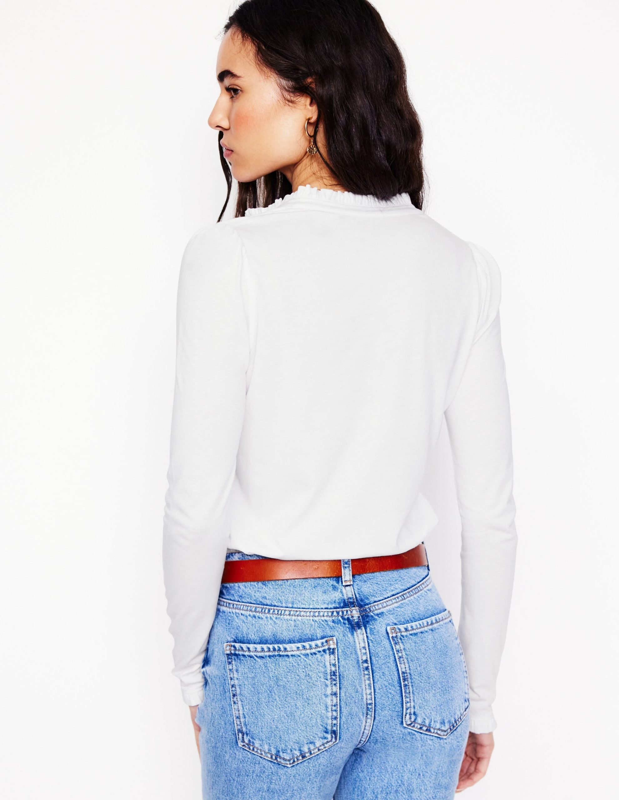 Supersoft Frill Henley Top-White - Image 3