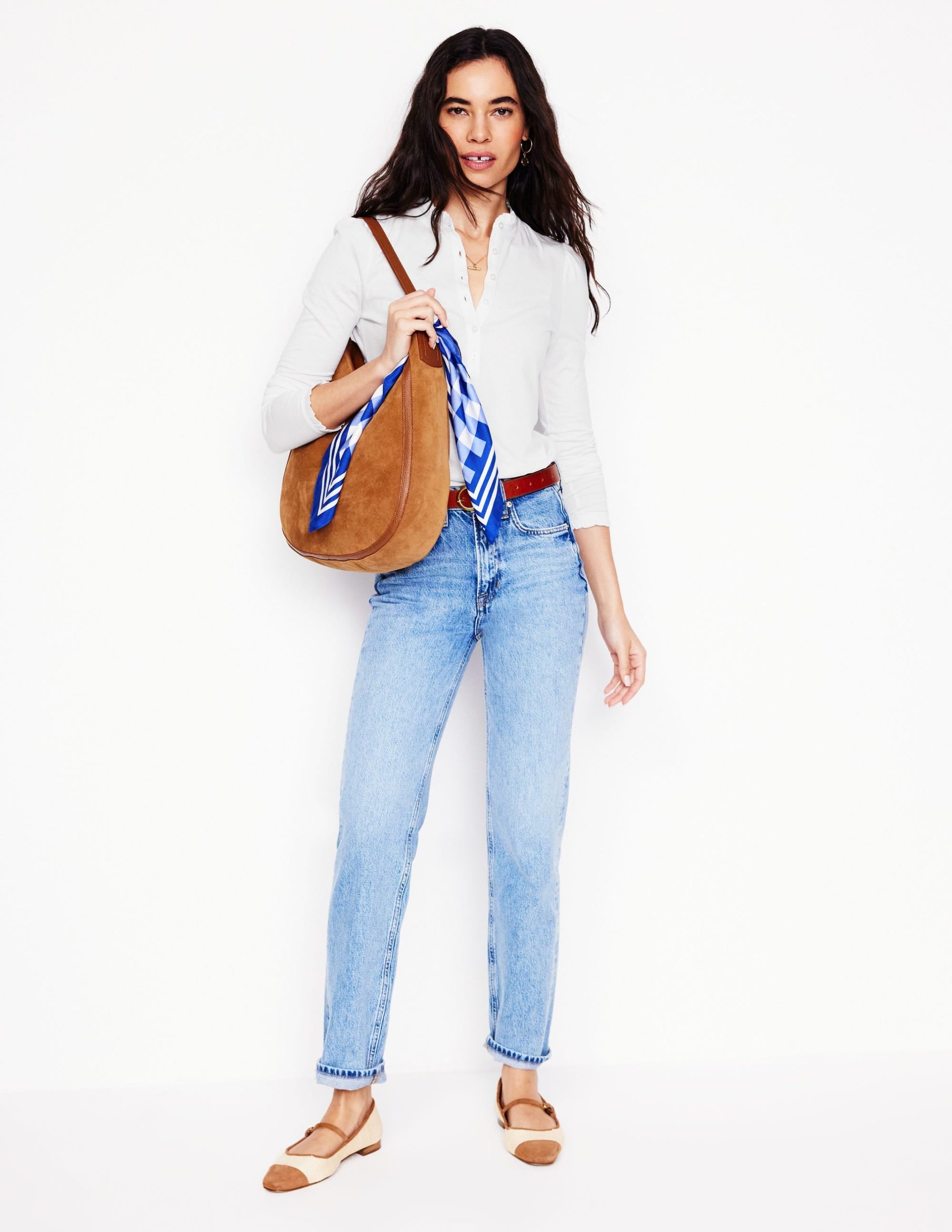 Supersoft Frill Henley Top-White - Image 4