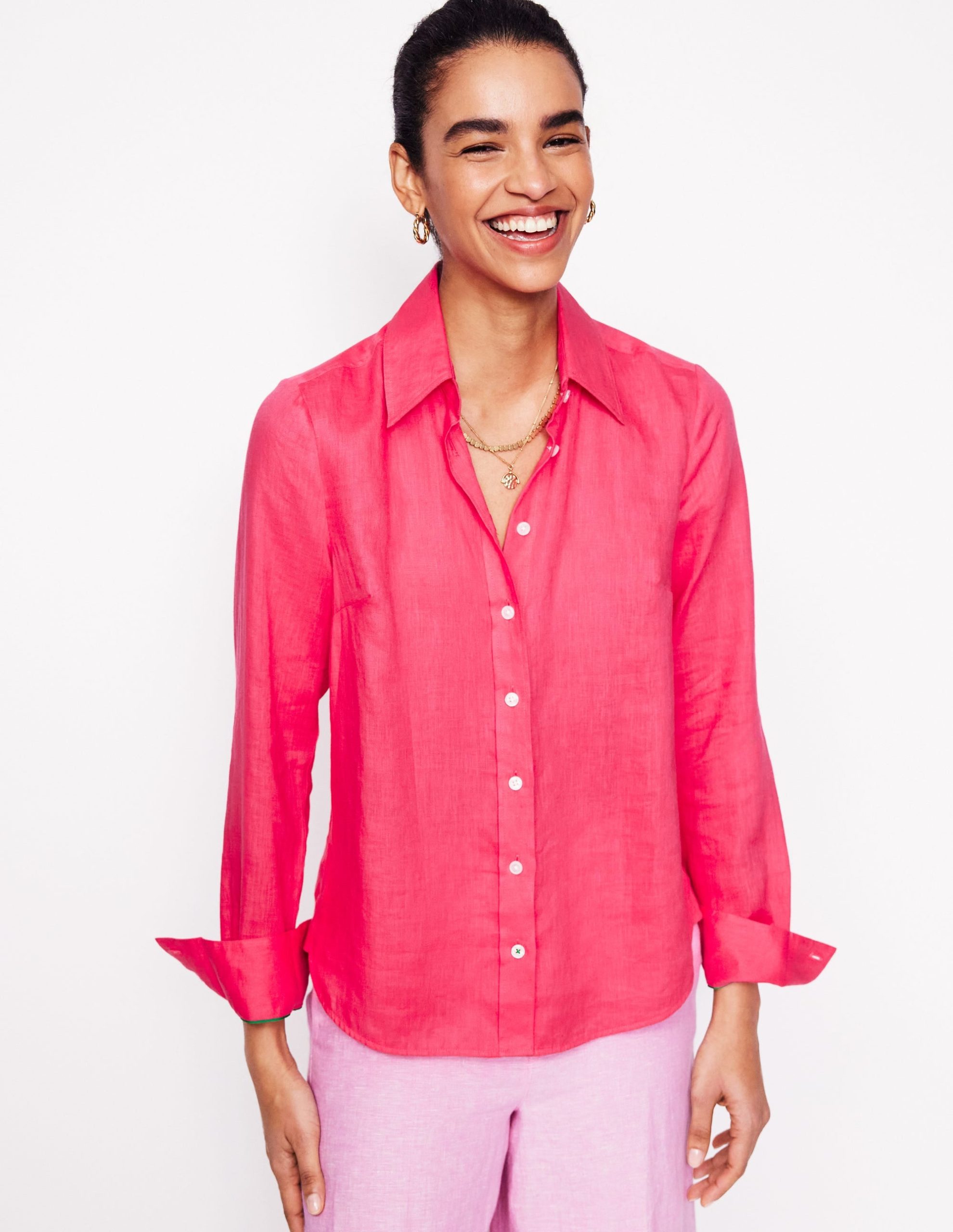 Sienna Linen Shirt-Camelia Pink - Image 5