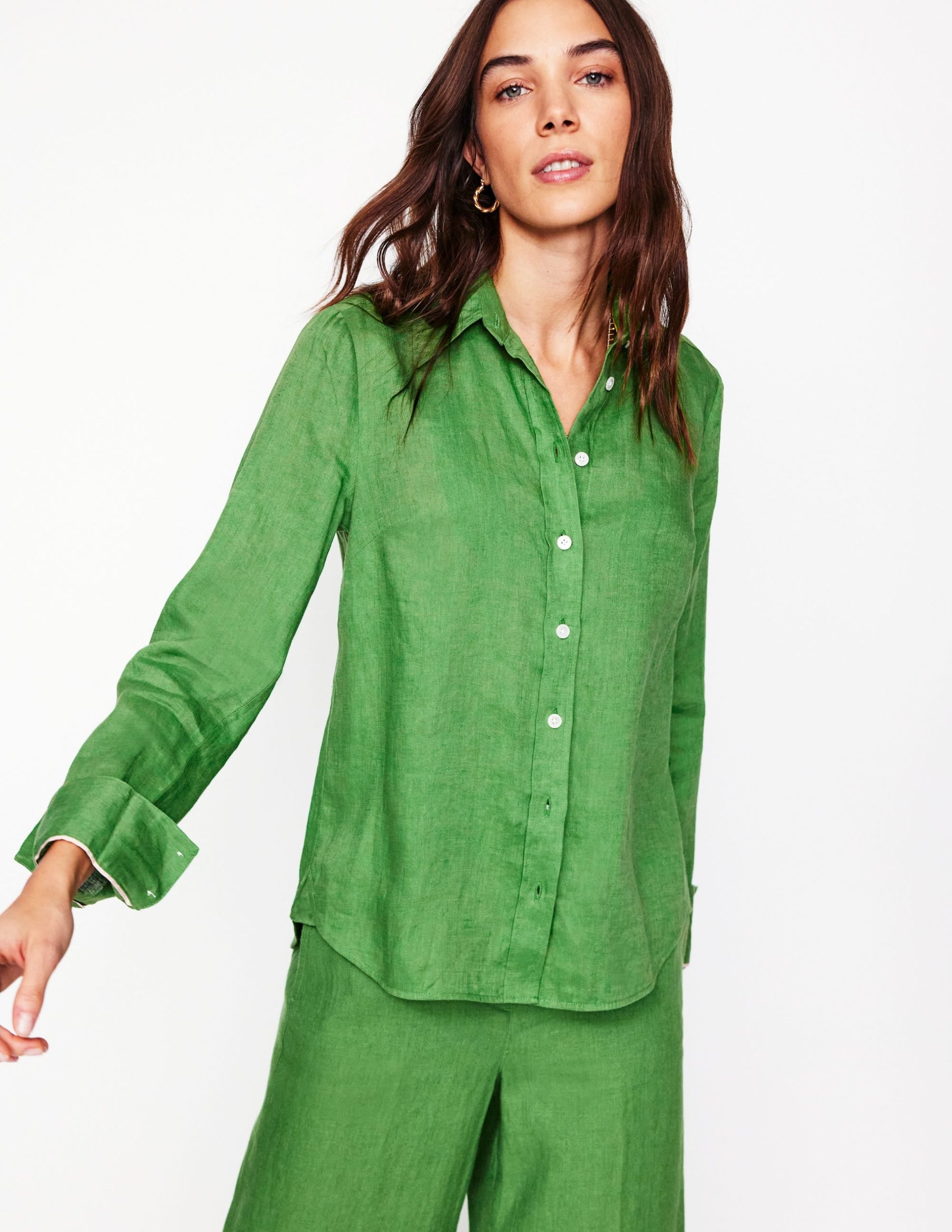 Sienna Linen Shirt-Paradise Green - Image 2