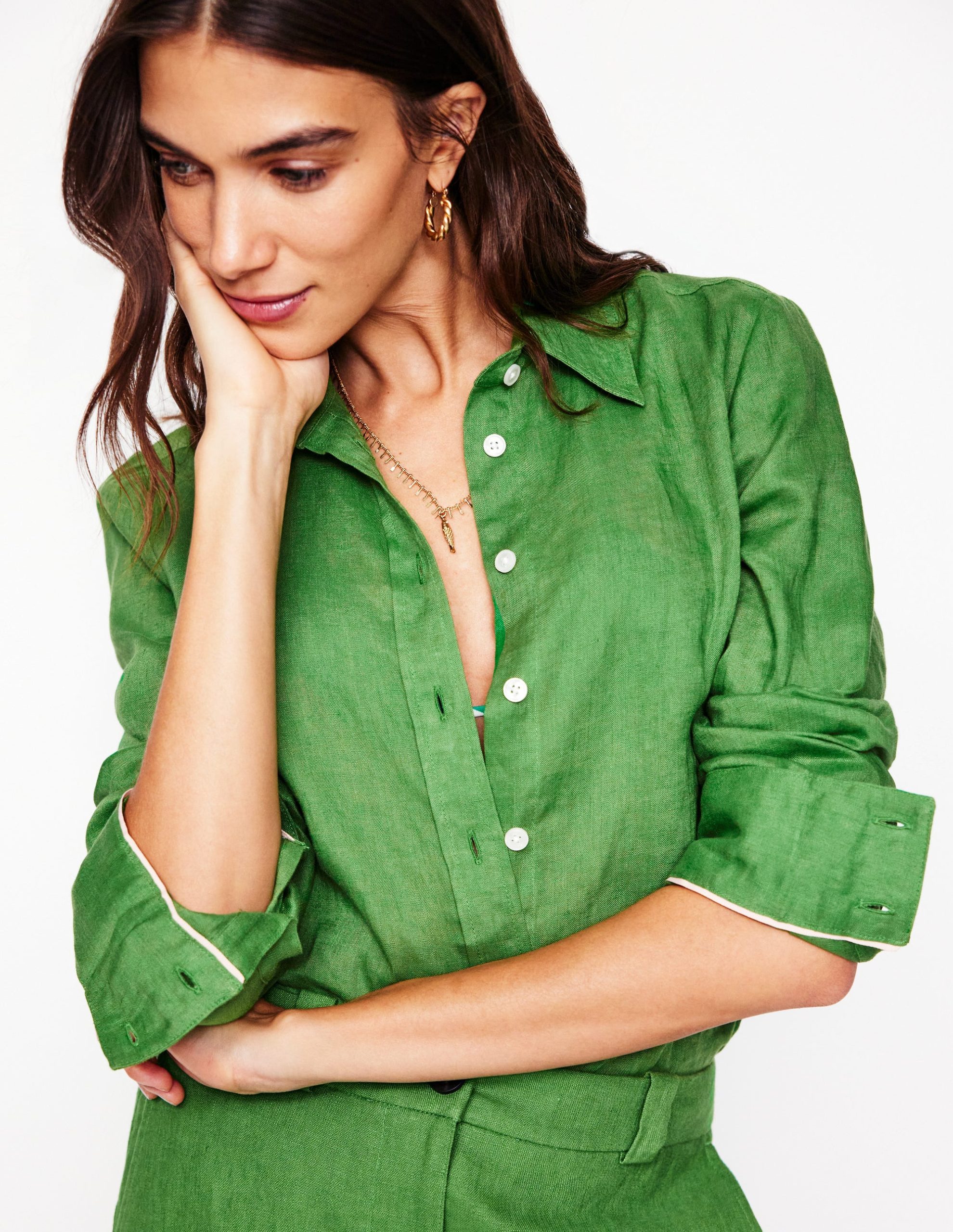 Sienna Linen Shirt-Paradise Green - Image 4