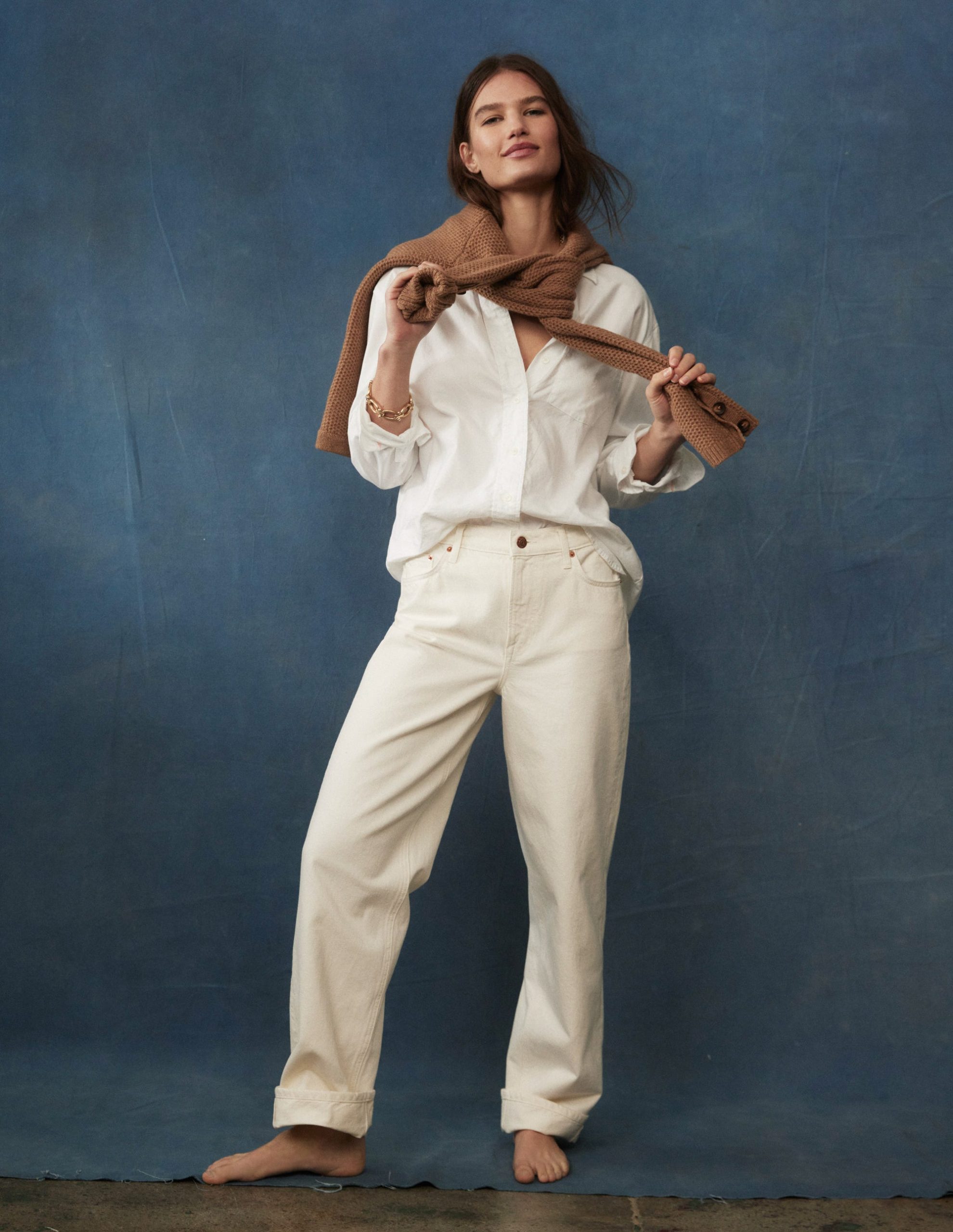 Sadie Relaxed Cotton Shirt-White Oxford - Image 2