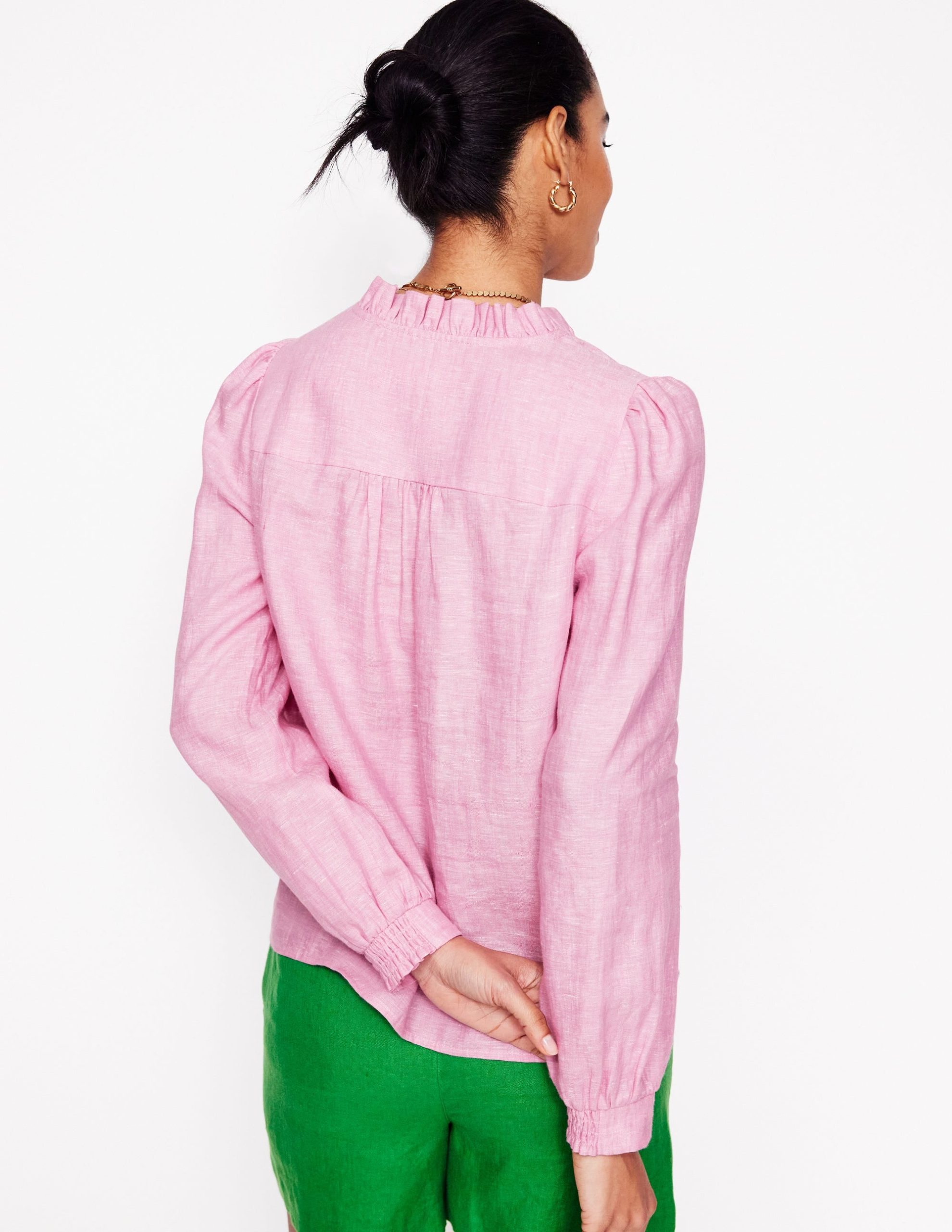 Grace Linen Top-Meadowsweet Pink Chambray - Image 3