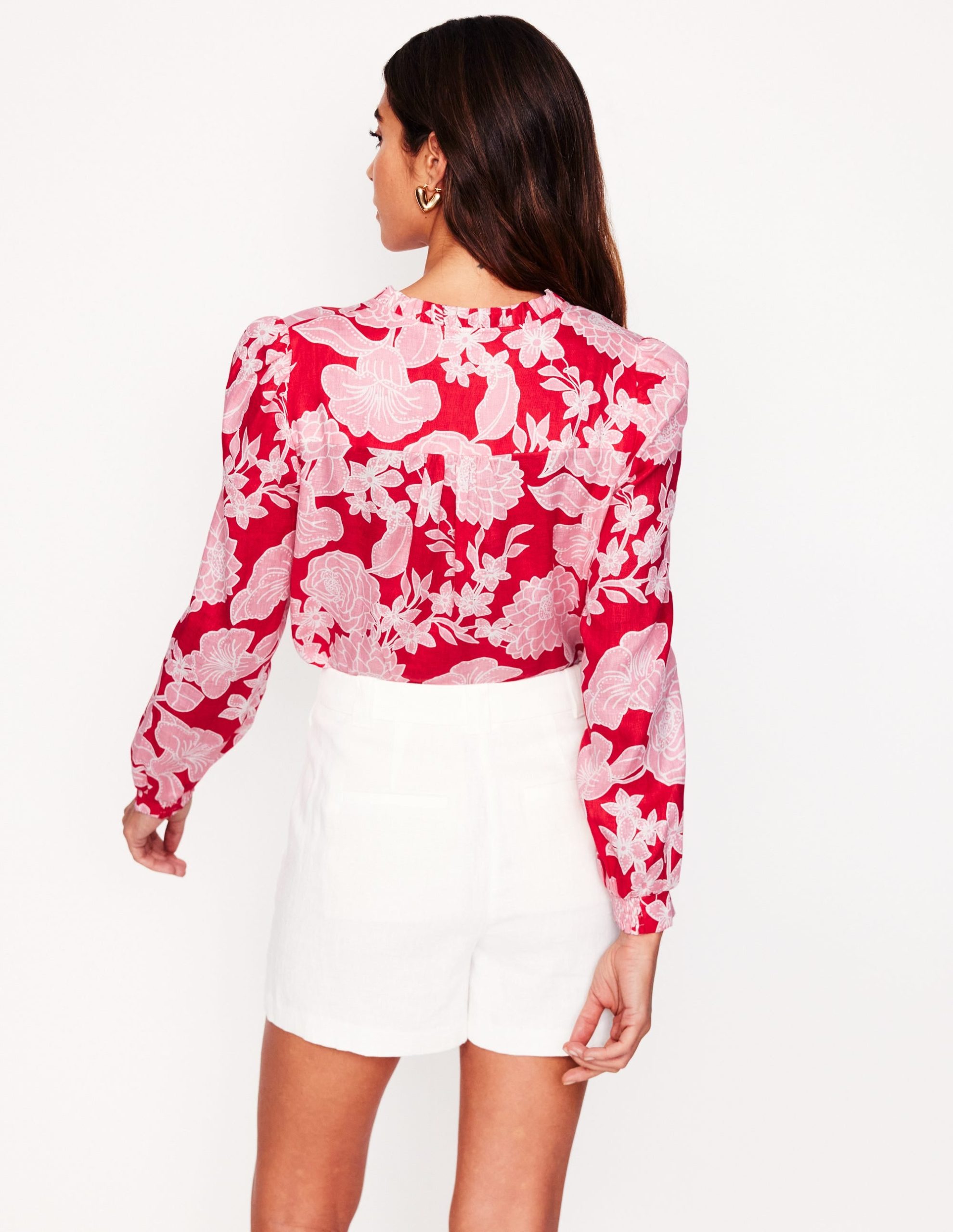 Grace Linen Top-Poppy Red. Blossom Cascade - Image 3