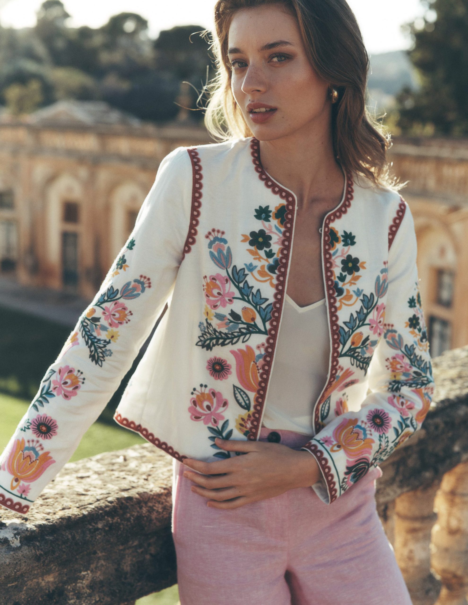 Embroidered Linen Jacket-Ivory. Tulip Fusion - Image 2