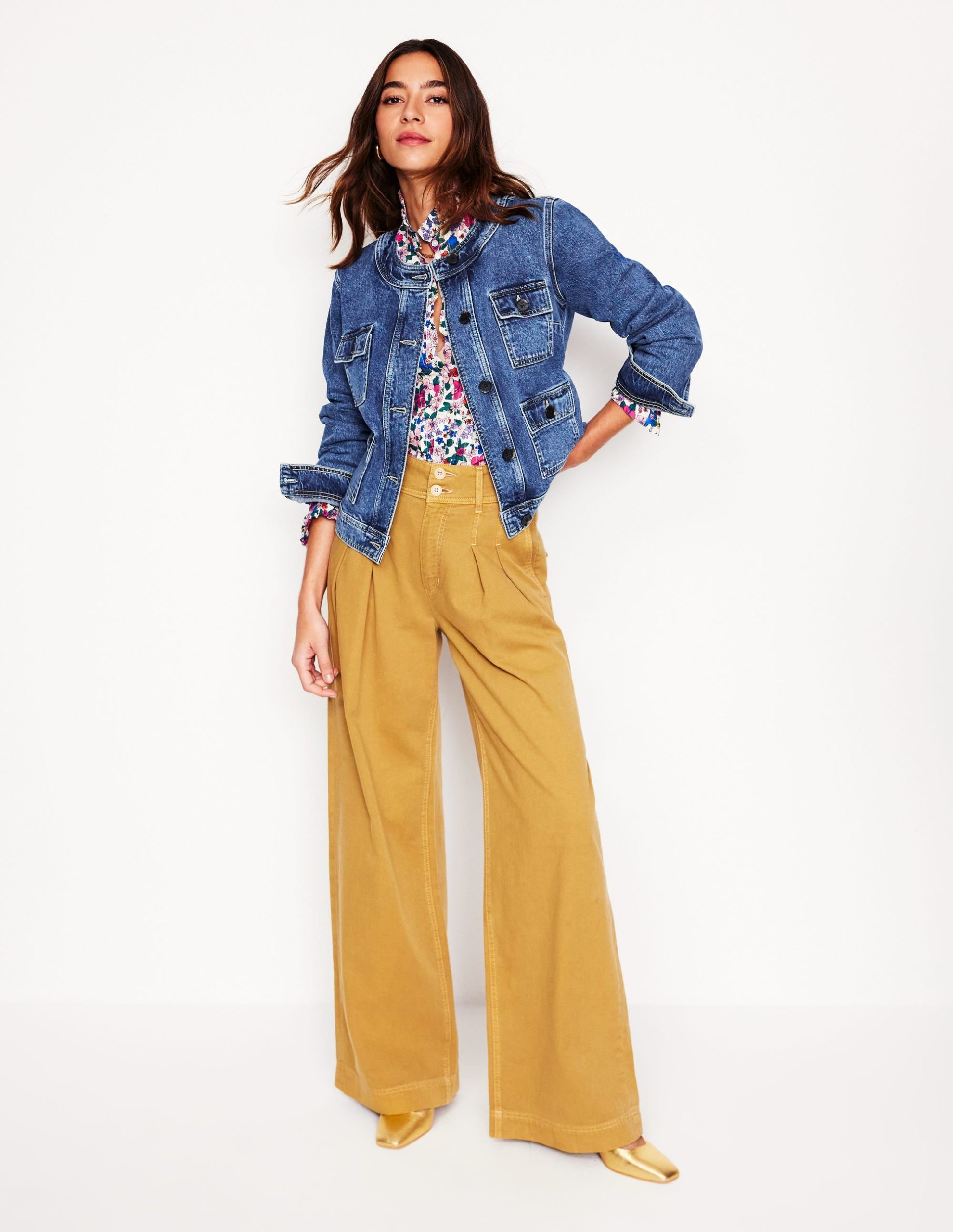 Collarless Casual Jacket-Mid Wash Denim - Image 6