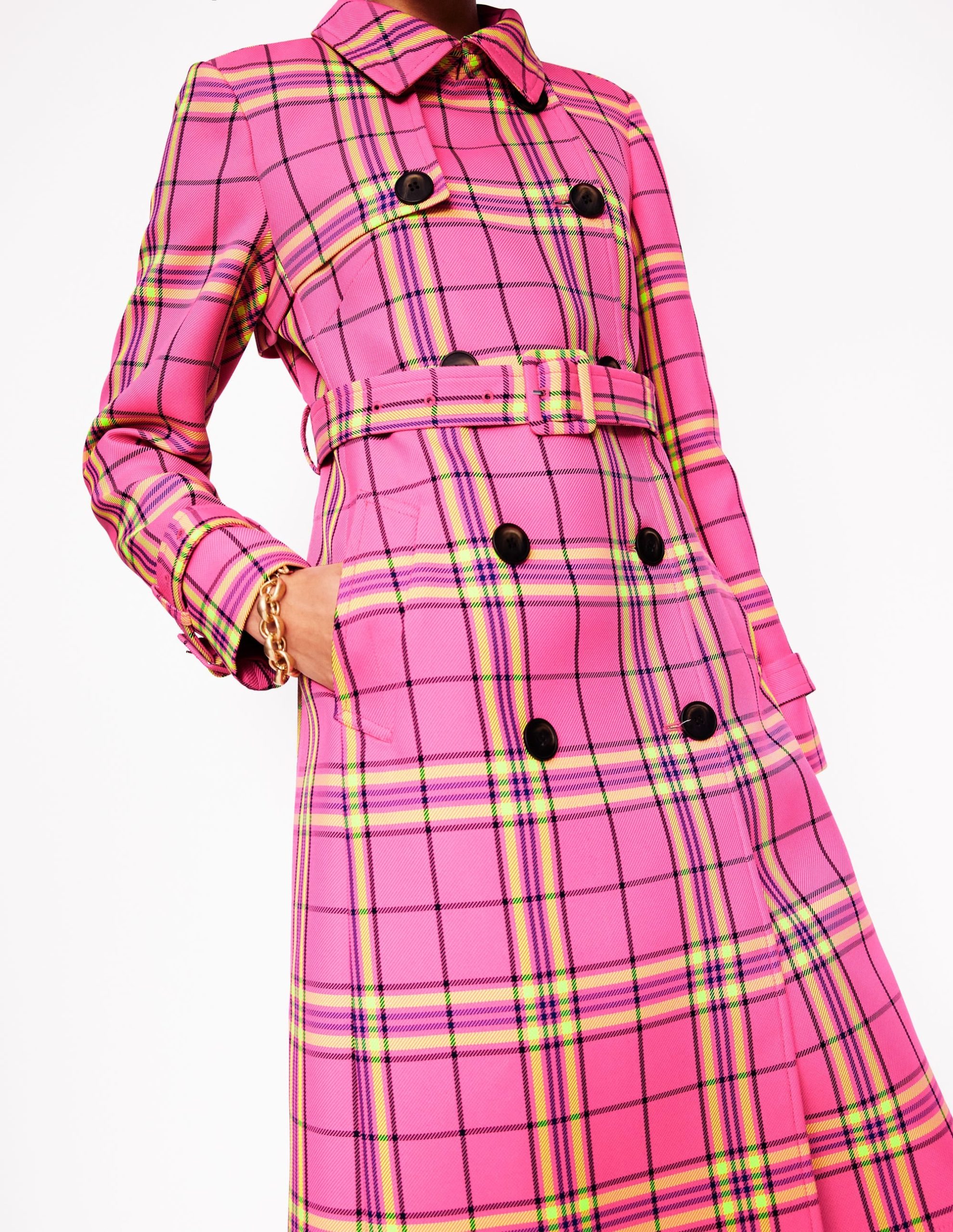 Cheltenham Trench Coat-Pink Neon Check - Image 2