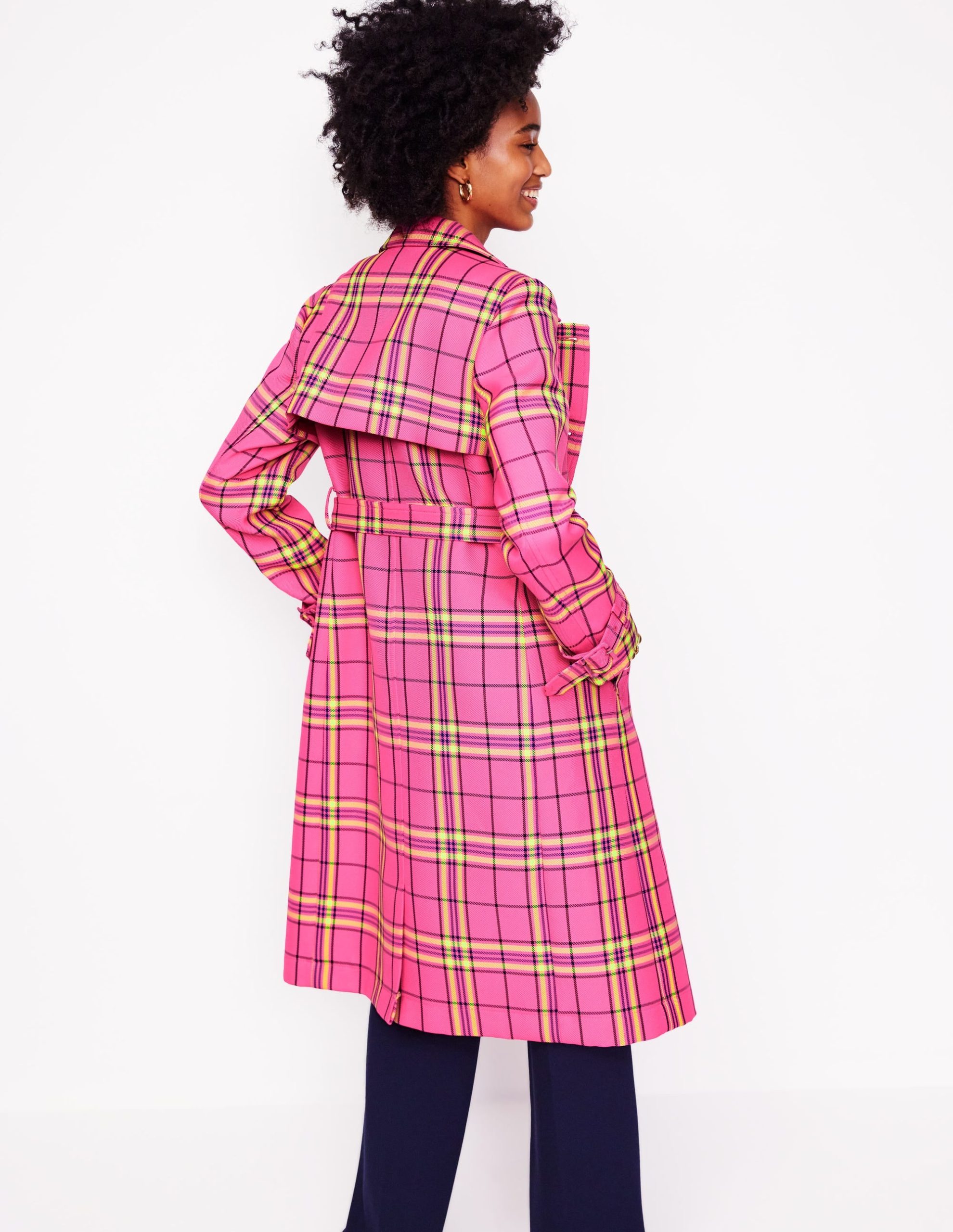 Cheltenham Trench Coat-Pink Neon Check - Image 3