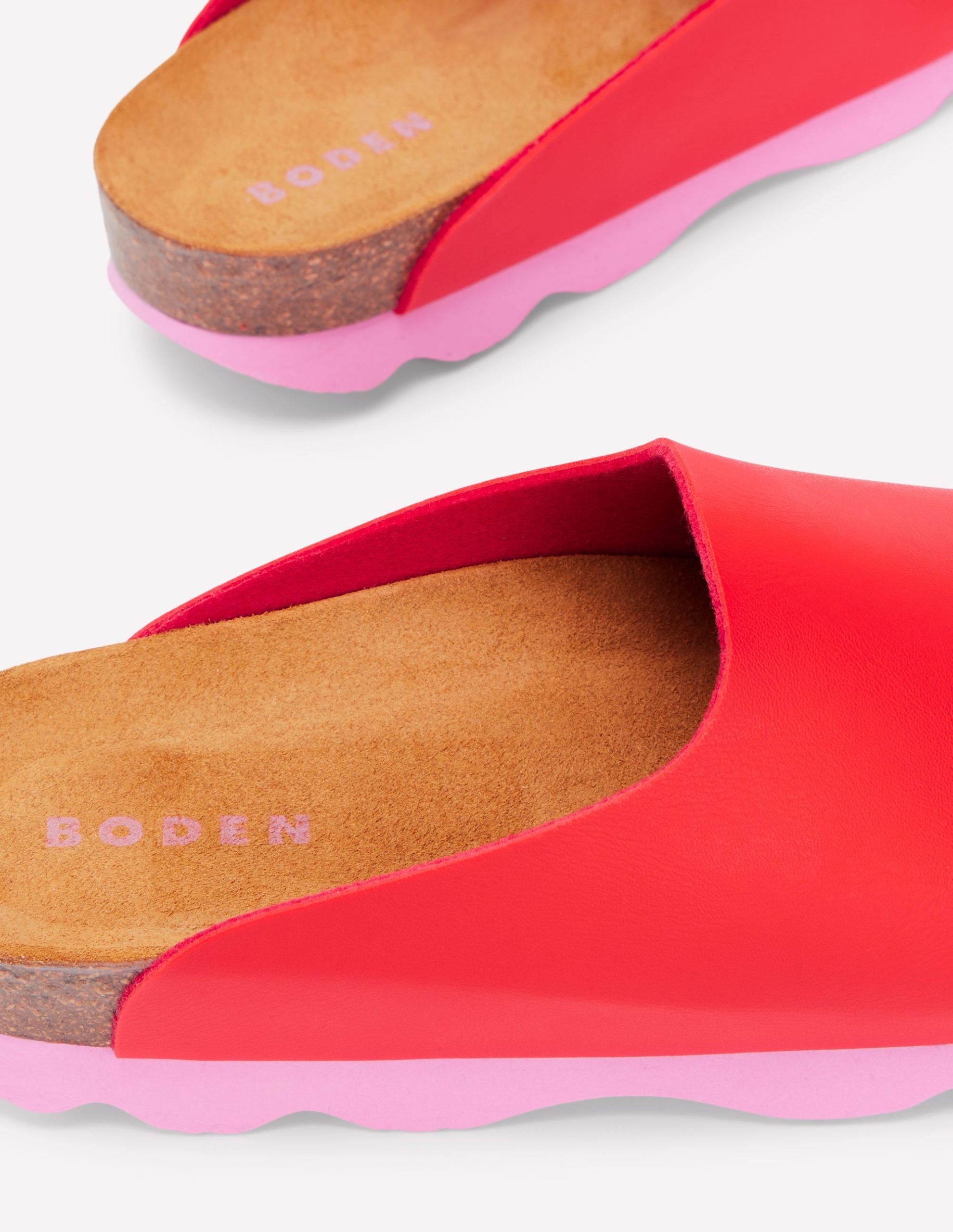 Lyla Colour Block Clogs-Post Box Red/Soft Pink - Image 4