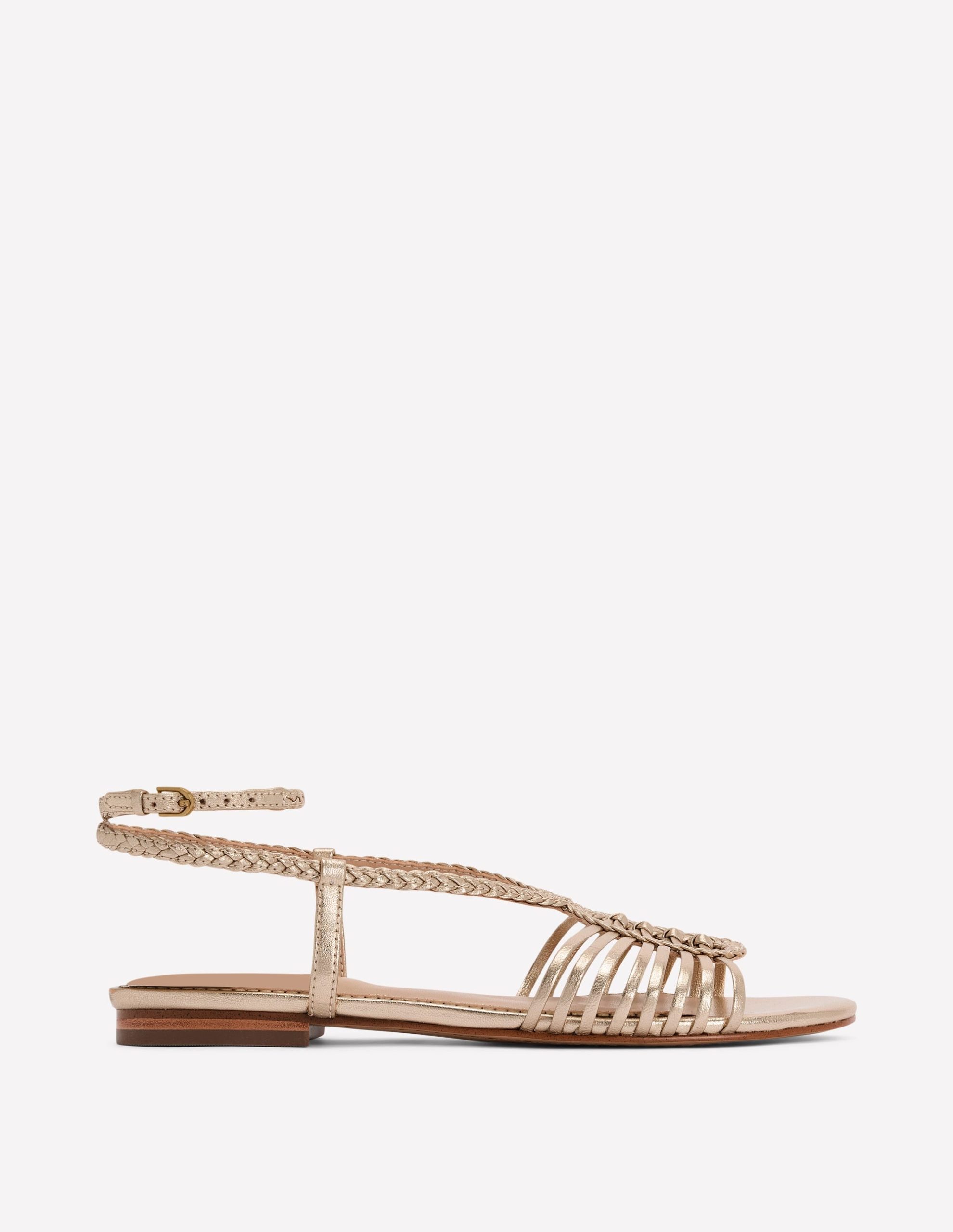 Multi Strap Flat Sandal-Gold