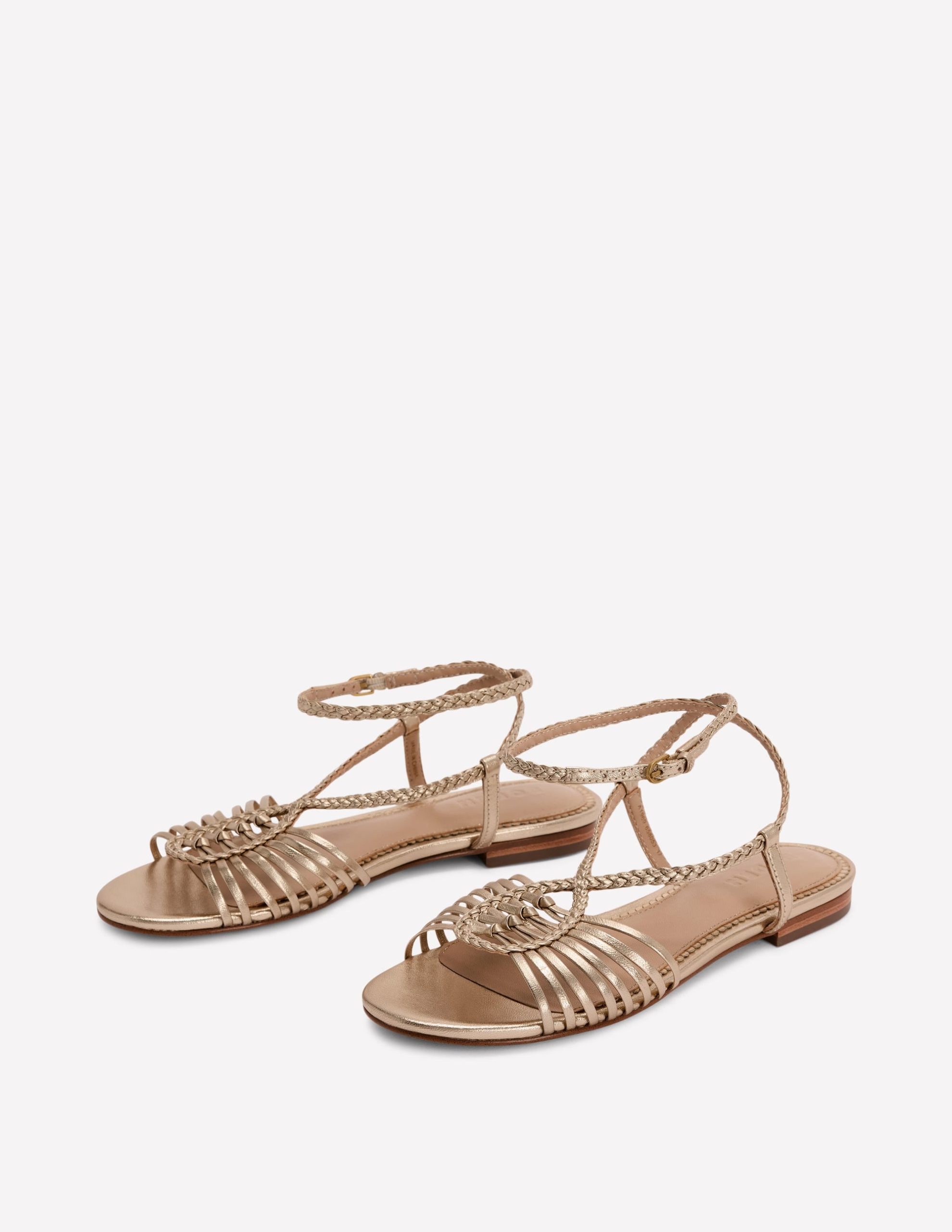 Multi Strap Flat Sandal-Gold - Image 3