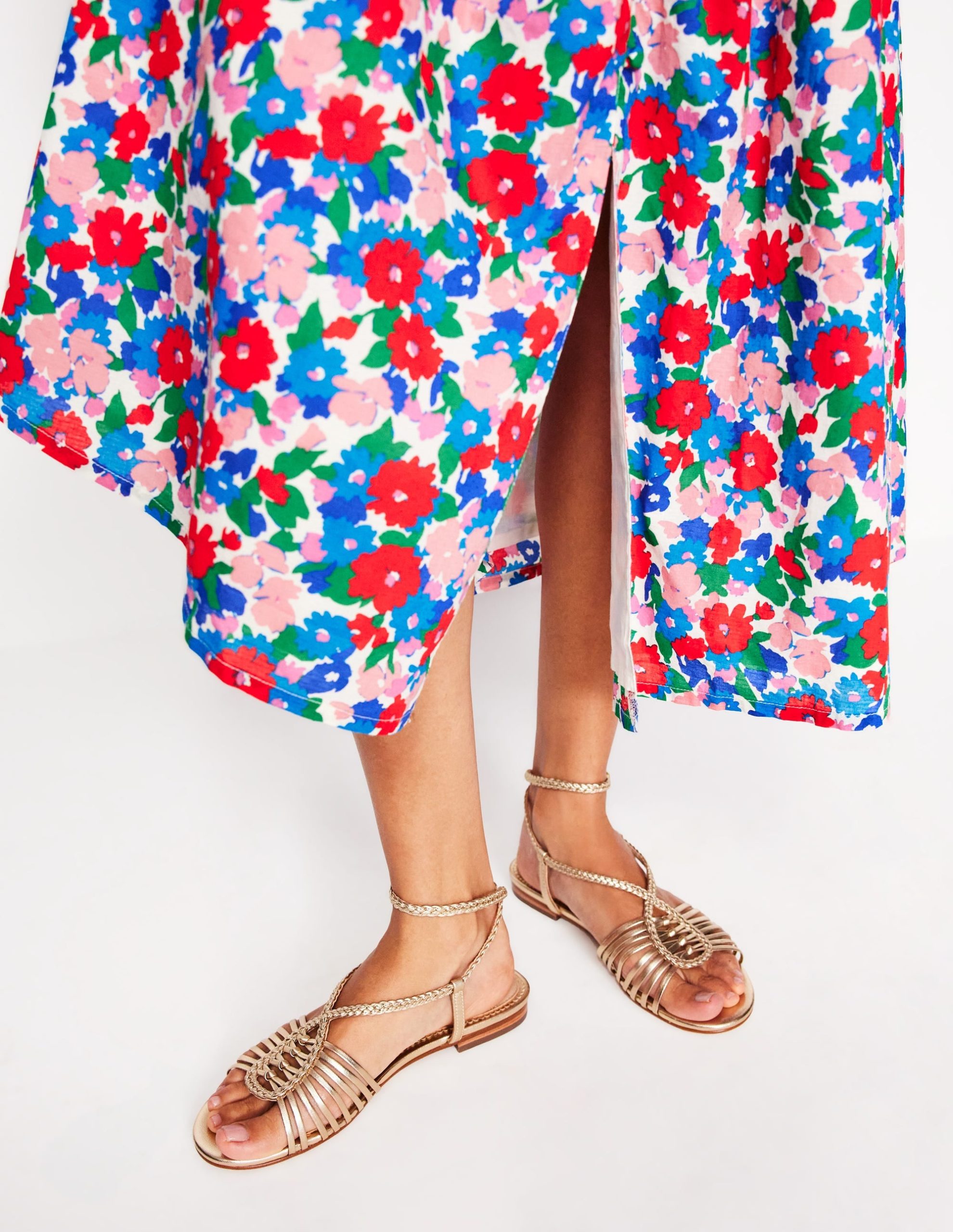 Multi Strap Flat Sandal-Gold - Image 2