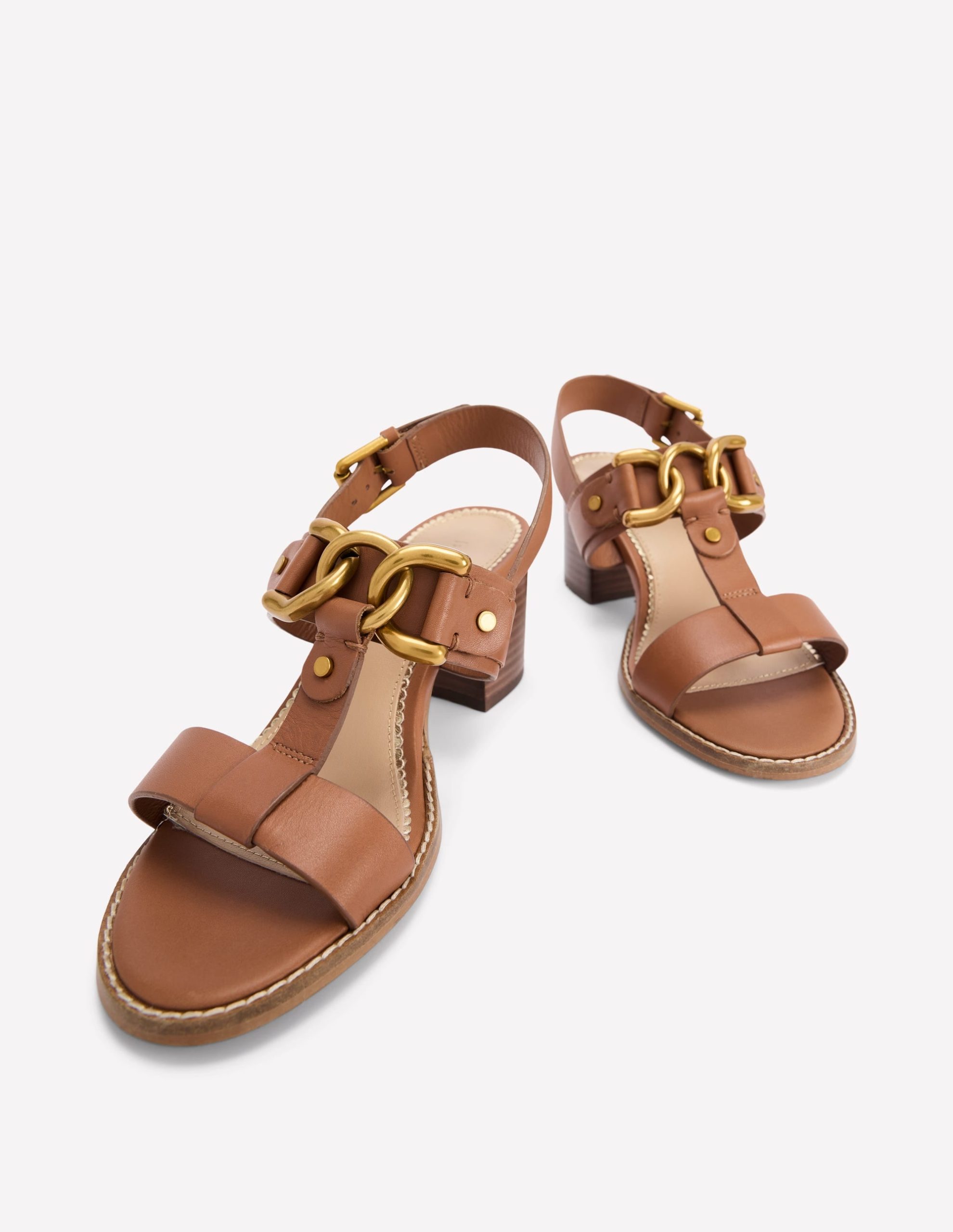 Block Heel Hardware Sandals-Tan - Image 4