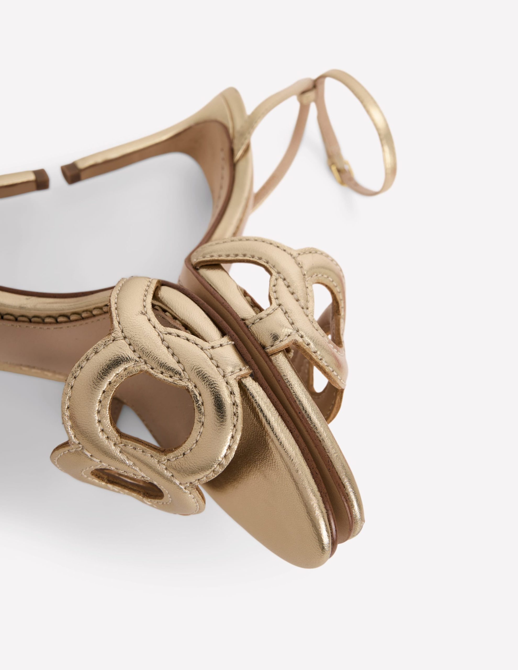 Circle Detail Heeled Sandal-Gold - Image 4