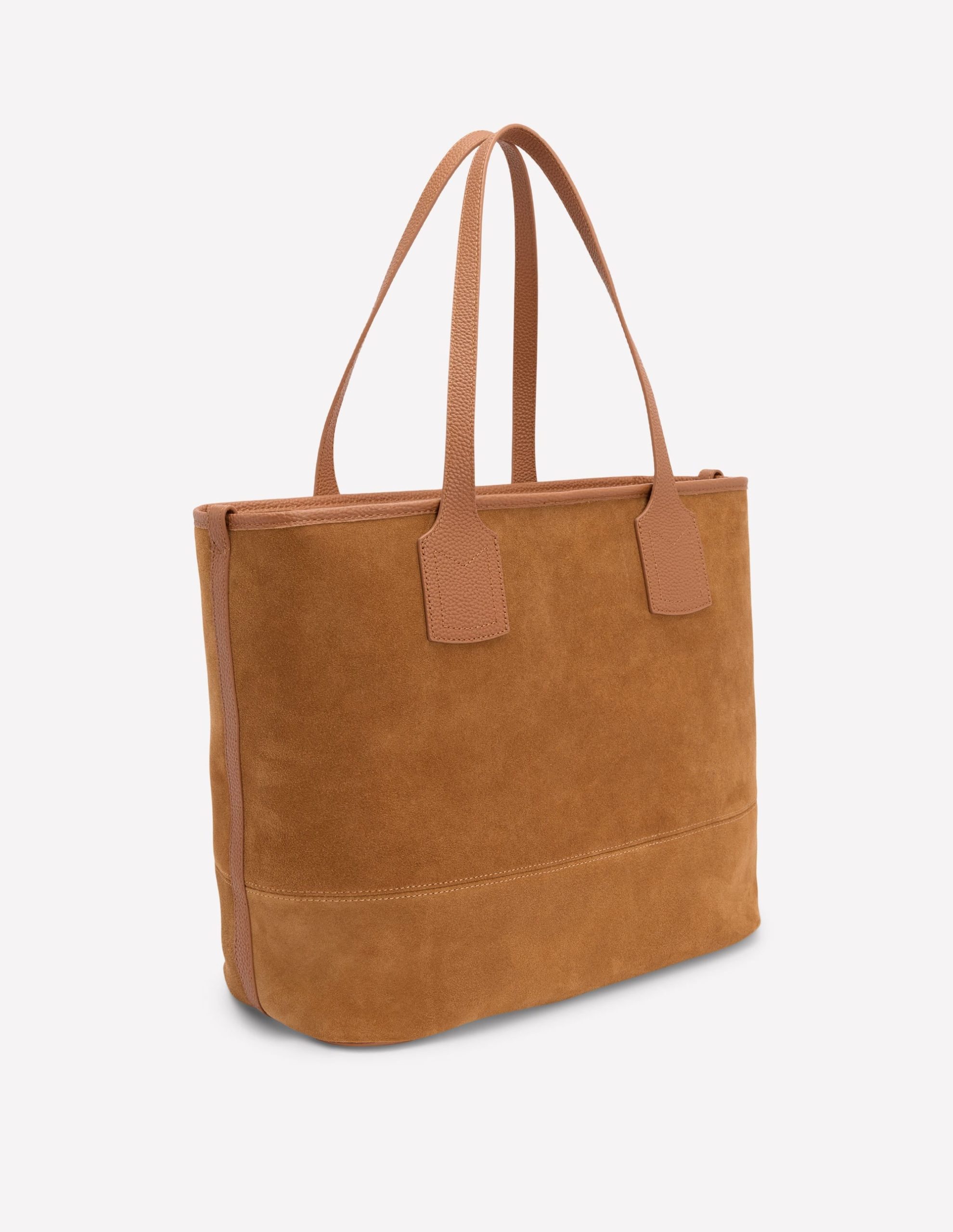 Suede Tote Bag-Tan - Image 3