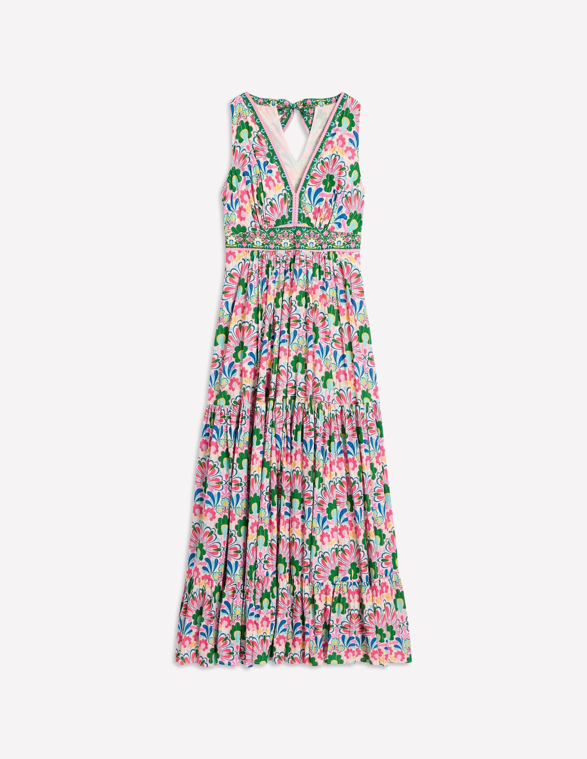 Serena Cotton Tie Maxi Dress-Multi. Decorative Dandelion - Image 5