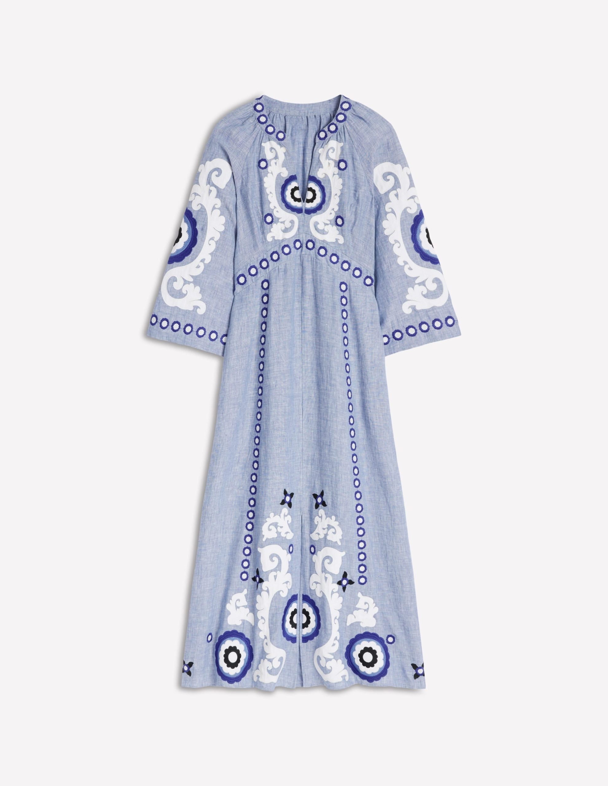 Una Linen Embroidered Dress-Chambray - Image 7