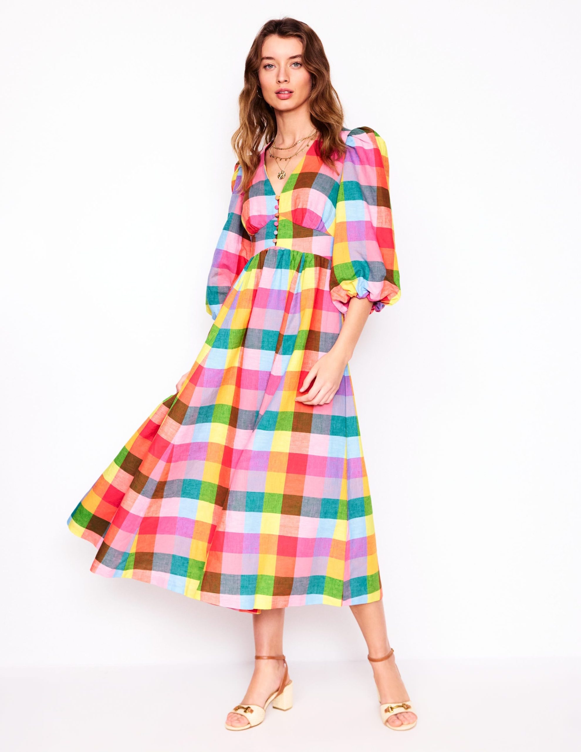 Lola Blouson Maxi Dress-Rainbow Multigingham - Image 4